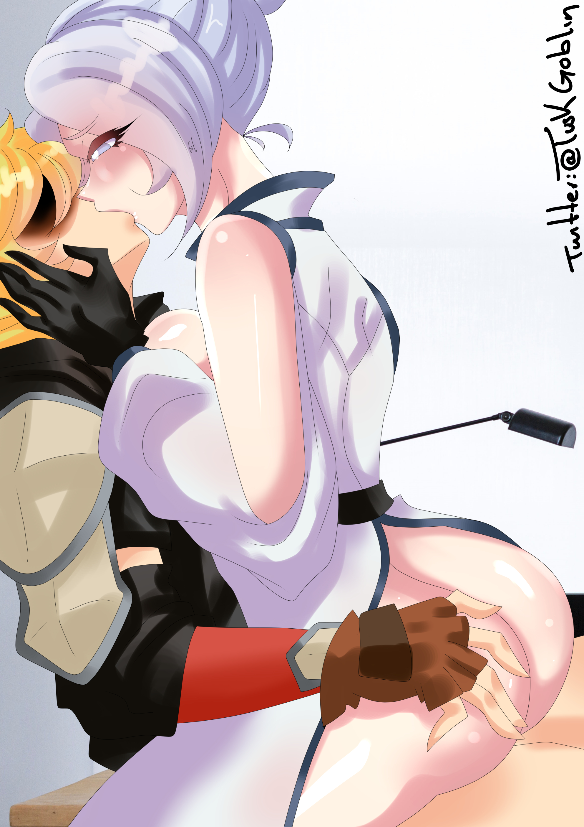 1boy, 1girls, ass, big ass, big boobs, big breasts, big chest, big tits, blonde hair, boobs, breasts, chest, female, huge boobs, huge breasts, huge chest, huge tits, jaune arc, kissing, large ass, large boobs, large breasts, large chest, large tits, male, rwby, sex, straight, tagme, tits, tuskgoblin, white hair, winter schnee