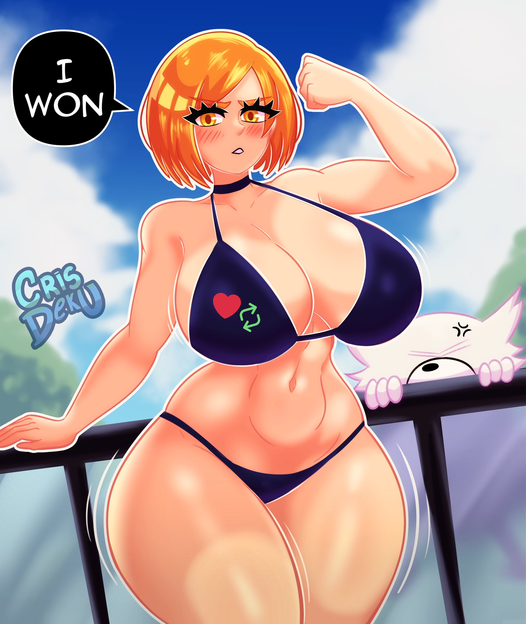 ass, big ass, big breasts, big butt, big thighs, big titties, bikini, breasts, brown hair, crisdeku, curvaceous, curvaceous female, curvaceous figure, curvy, curvy figure, curvy hips, female, female focus, female only, jujutsu kaisen, kugisaki nobara, looking at viewer, rubber, short hair, thigh highs
