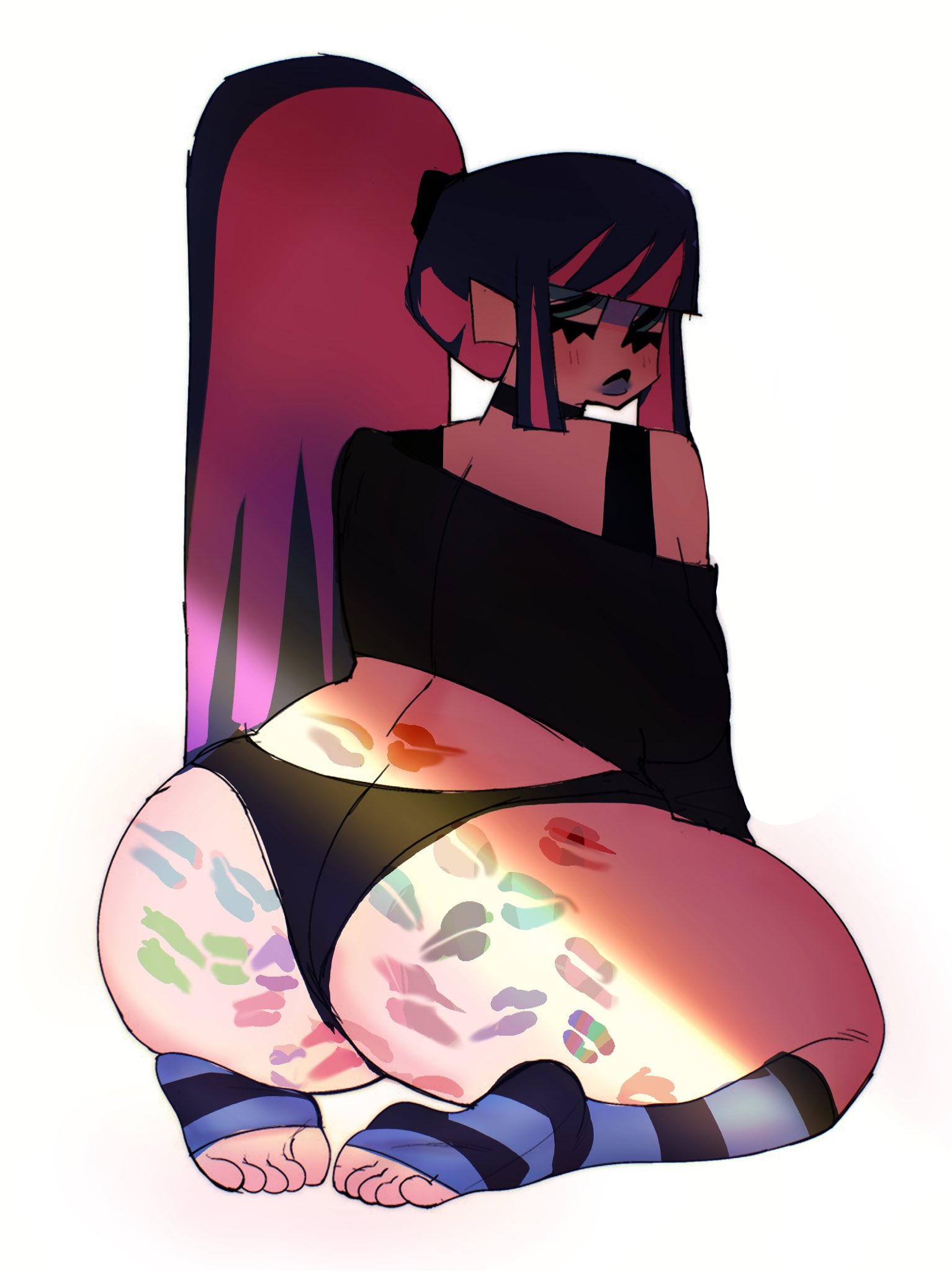 1girls, big ass, big thighs, black panties, bubble ass, bubble butt, fanart, fat ass, feet, feet up, female, fleshpie669, huge ass, huge butt, huge thighs, kiss mark, kissing, lipstick, lipstick mark, lipstick marks, lipstick on ass, lipstick ring, no pants, panties, panty & stocking with garterbelt, pinup, presenting, presenting ass, presenting butt, presenting hindquarters, rainbow party, stocking anarchy, stockings, thick ass, thick legs, thick thighs, thigh highs, thighhighs, thunder thighs, thunderthighs, wide hips, wide thighs