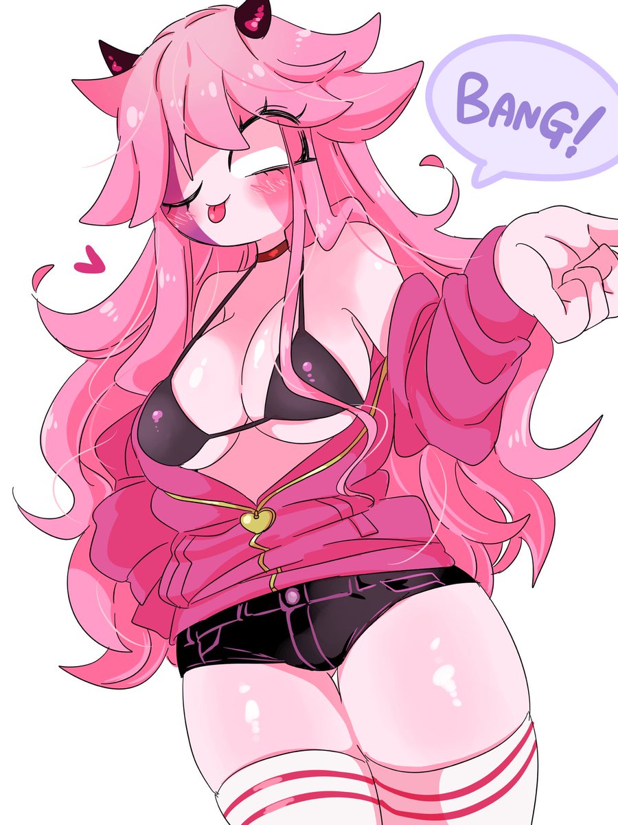 1girls, bra, breasts, female, female only, friday night funkin, mid fight masses, mkcomvftg123, pink hair, pink skin, sarvente (dokki.doodlez), solo, thighhighs
