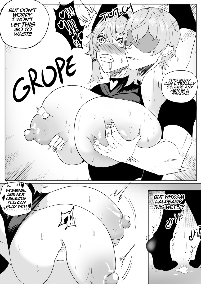 1boy, 1girls, arms, arms above head, arms up, aroused, aroused by another, aroused female, big breasts, black and white, blush, blush lines, blushing face, blushing female, blushing lines, bound, bound arms, breasts, breasts bigger than head, breasts grab, breasts grabbed from behind, breasts out, caesar king, caesar king (zenless zone zero), clothed, clothed female, clothed female clothed male, clothed male, clothed male clothed female, clothes, clothing, dialog, dialog balloon, dialogue, dialogue bubble, dialogue speech bubble, dominant, dominant male, dominated, domination, drawing, dripping, dripping wet, duo, english, english commentary, english dialogue, english language, english subtitles, english text, eyeless, eyeless character, eyeless dude, eyeless face, eyeless male, female, female dominated, female moaning, female with male, female/male, femsub, fully clothed, fully clothed male, grabbing, grabbing another's breasts, grabbing breasts, grope, groping, groping breast, groping breasts, groping from behind, hands, hands on another's breasts, hands on another's chest, hands on breasts, heart, heart symbol, hoyoverse, huge breasts, large breasts, light skin, light-skinned female, light-skinned male, looking forward, male, male behind female, male dom, male dominating, male dominating female, male domination, male with female, male/female, maledom, massive breasts, mihoyo, mind break, moaning in pleasure, moral degeneration, mostly clothed, mostly clothed female, nipples, no color, nwoidn, pussy, pussy juice, pussy juice drip, restrained, restrained arms, squeezing, squeezing breasts, standing, straight, sweat, sweaty, sweaty arms, sweaty body, sweaty breasts, text, text bubble, wet, wise (zenless zone zero), zenless zone zero
