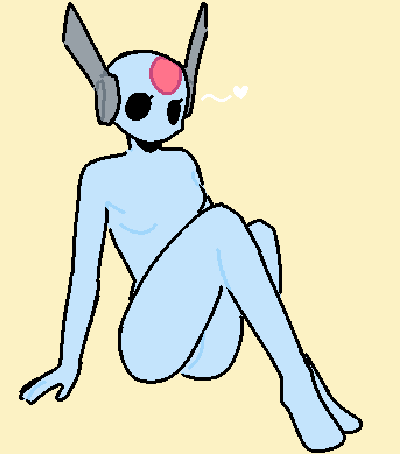 1girls antennae_(anatomy) blue_body blue_skin cute cute_face facial_markings female female female_focus female_only forehead_mark heart heart_symbol iterator_(rain_world) looks_to_the_moon_(rain_world) rain_world robot robot_girl robot_humanoid simple_eyes small_breasts thighs thighs_together