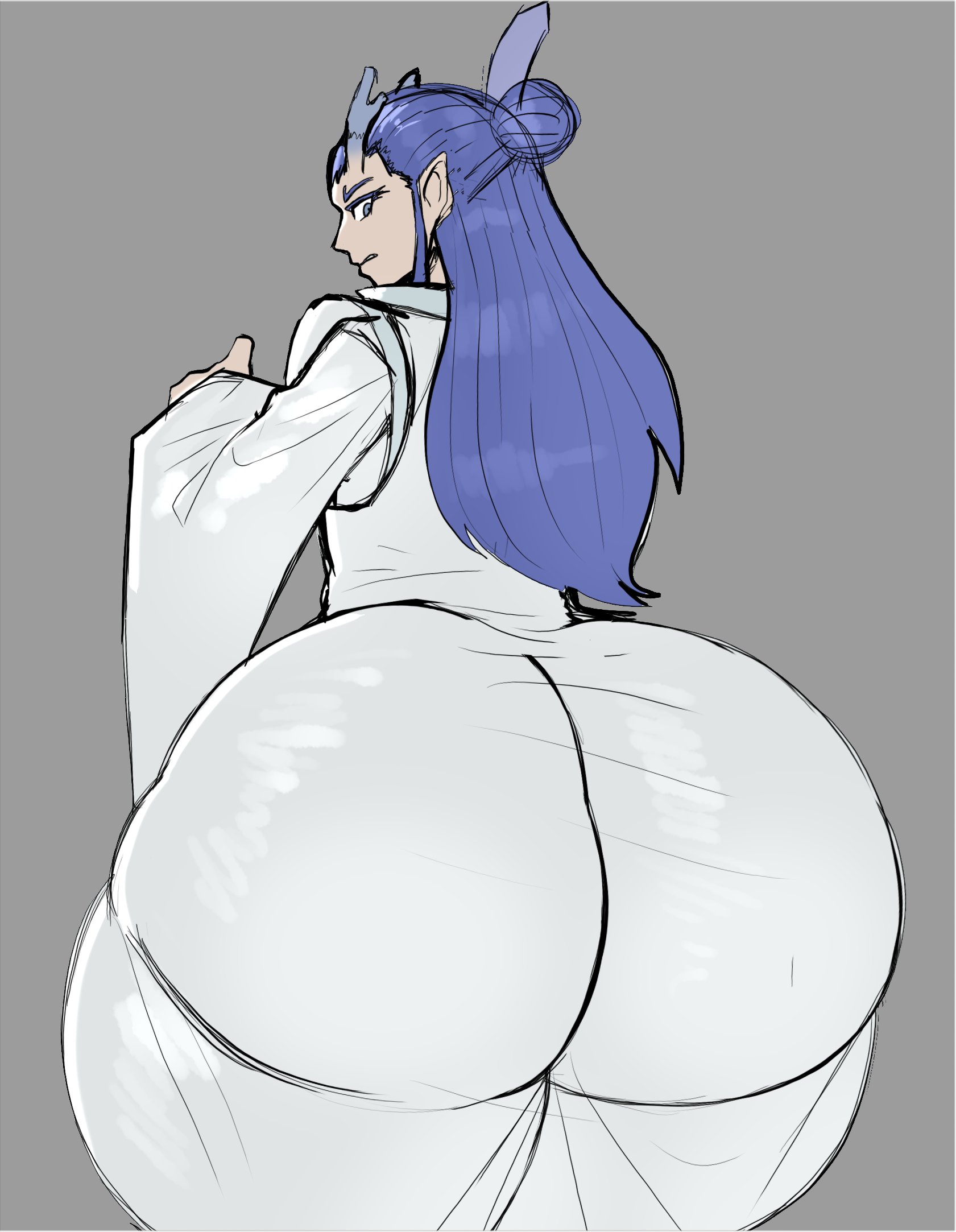 ao bing, ao bing (nezha 2019), babyhunt4, big ass, big ass (male), big butt, bottom heavy, bottom heavy femboy, bottom heavy male, da ra ra ra, femboy, huge ass, huge butt, indigo hair, long hair, long hair male, male, male only, ne zha (2019), ne zha (films), ne zha 2 (2025), wide hips