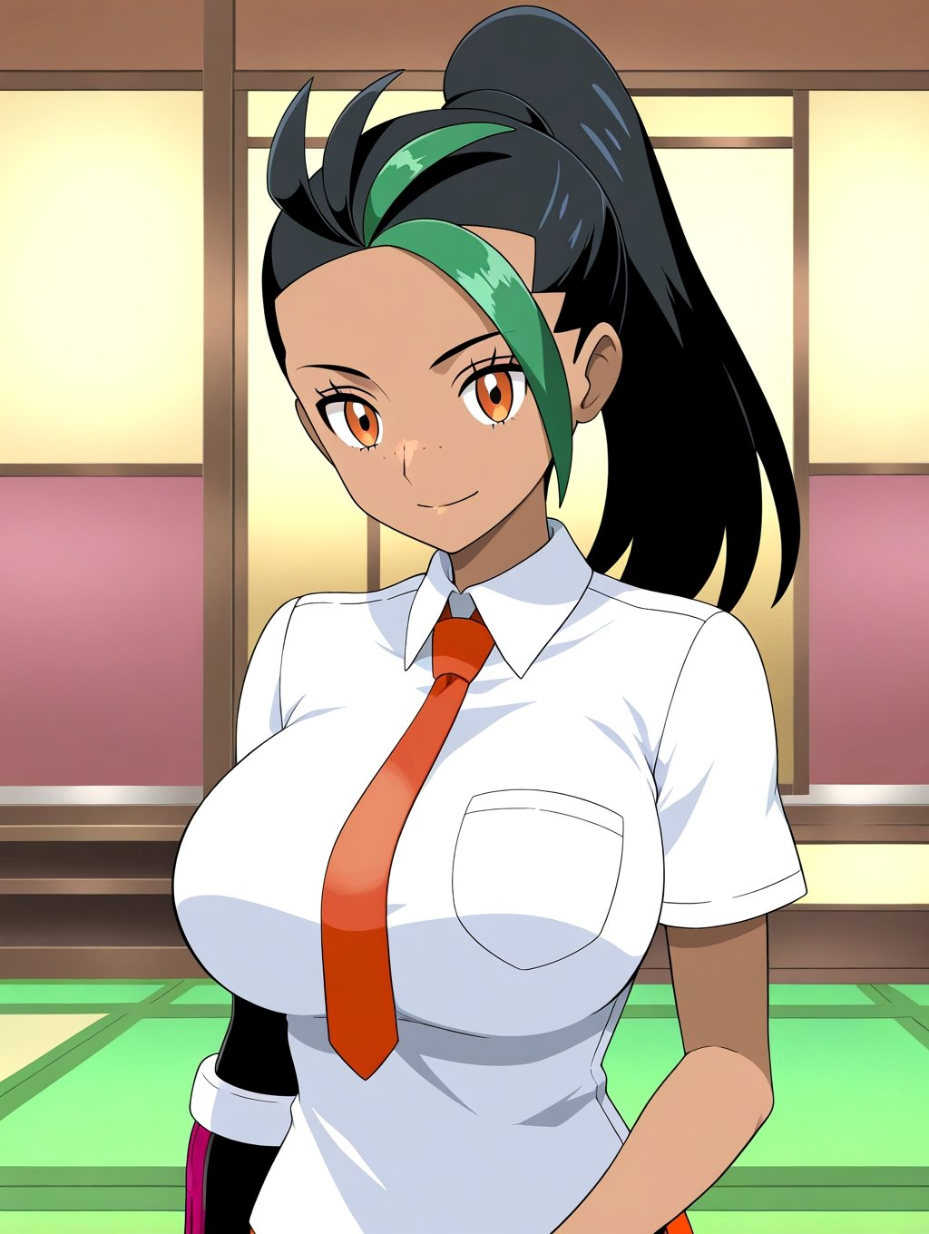 1girls ai_generated big_breasts breasts dark-skinned_female dark_skin female nemona_(pokemon) pokemon solo