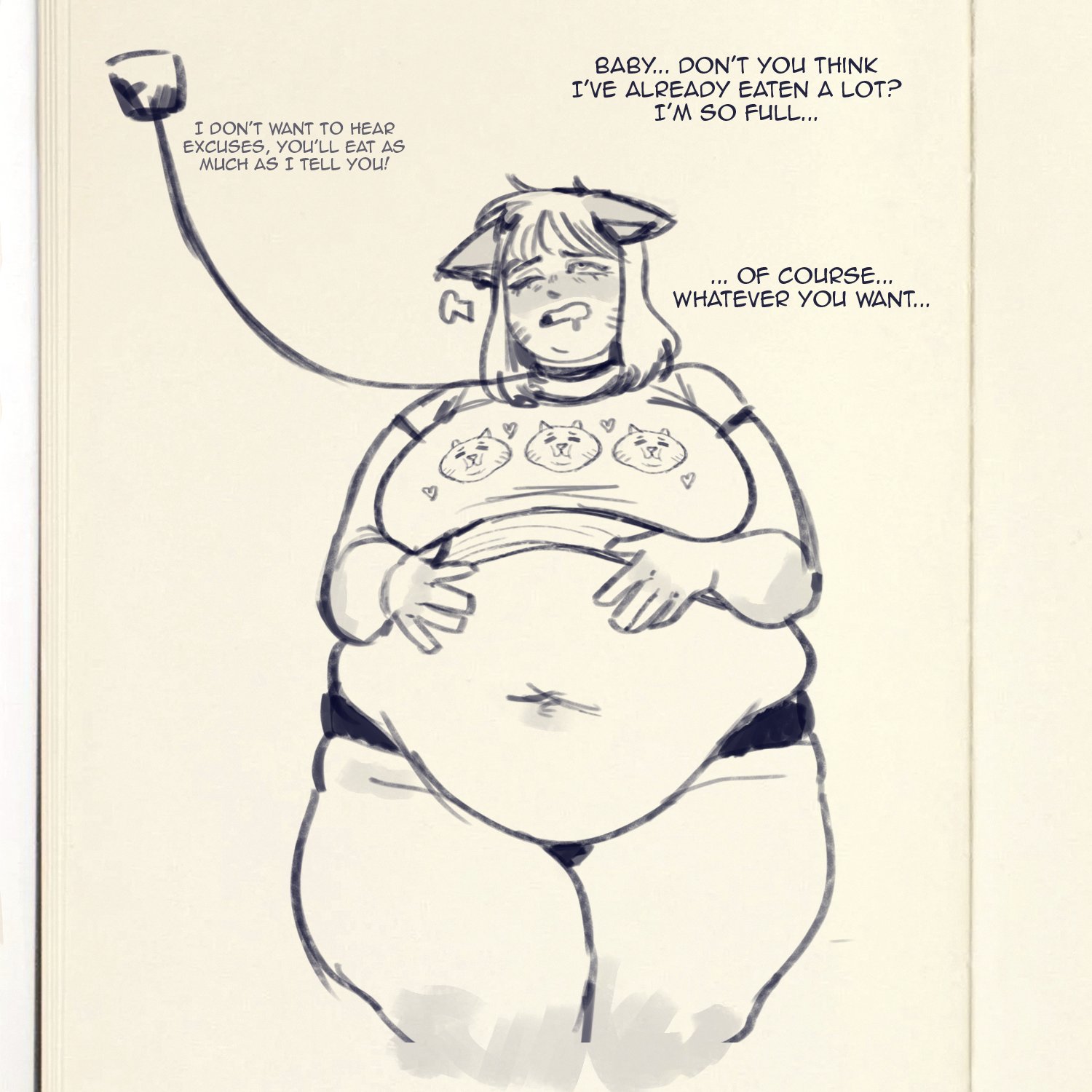 1girls, abuse, abused female, abusive relationship, bbw, big belly, breadwithketchup, broken, cat girl, dialogue, feedee, feeder, feederism, feedism, female, huge belly, leash, tagme, verbal abuse