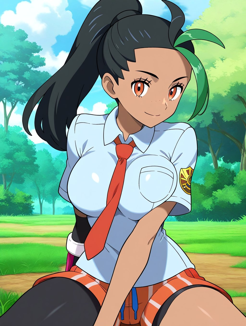 1girls ai_generated big_breasts black_hair breasts dark-skinned_female dark_skin ebisu-frr female female_only huge_breasts large_breasts nemona_(pokemon) npc_trainer pokemon pokemon_(franchise) pokemon_(trainer) pokemon_trainer short_hair solo solo_female solo_focus