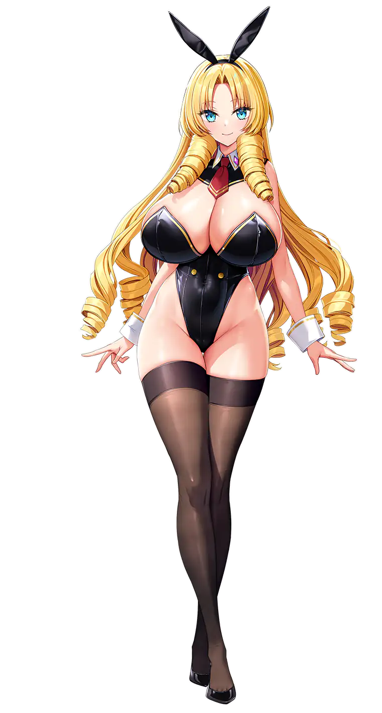 1girls bare_shoulders big_breasts blonde_female blonde_hair blonde_hair breasts bunny_ears bunny_girl bunnysuit cleavage curly_hair curvy curvy_female derauea detached_collar detached_sleeves felicia_la_nacuras female female_only full_body game_cg hair_ribbon huge_breasts large_breasts lingerie long_hair looking_at_viewer milk_factory motto!_haramase!_honoo_no_oppai_isekai_oppai_bunny_gakuen! official_art png shiny_breasts shiny_skin solo standing teenager thighhighs thighs transparent_background younger_female