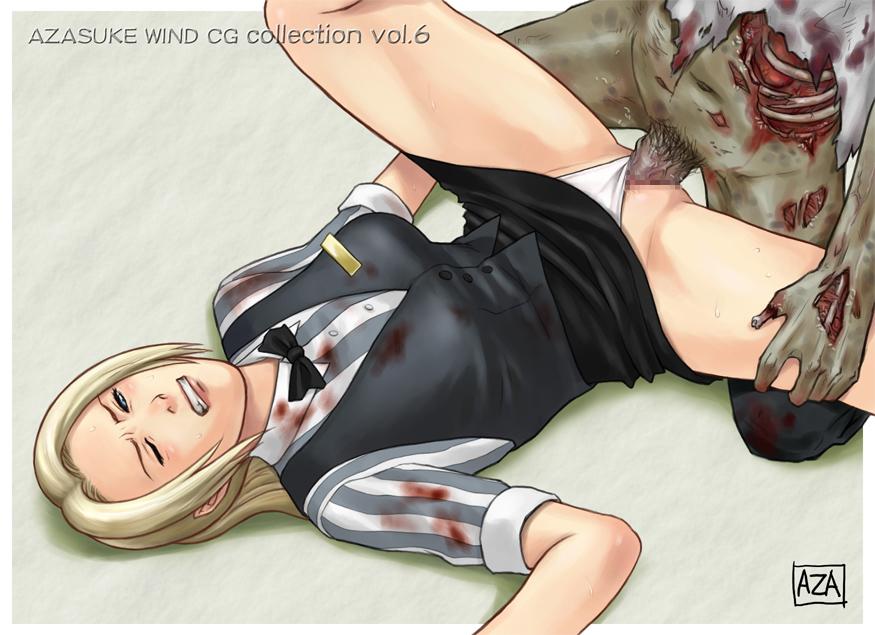 azasuke blush censored cindy_lennox faceless_male one_closed_eyes panties panties_aside penis rape resident_evil resident_evil_outbreak skirt skirt_lift spread_legs straight underwear vaginal_penetration white_panties wink zombie