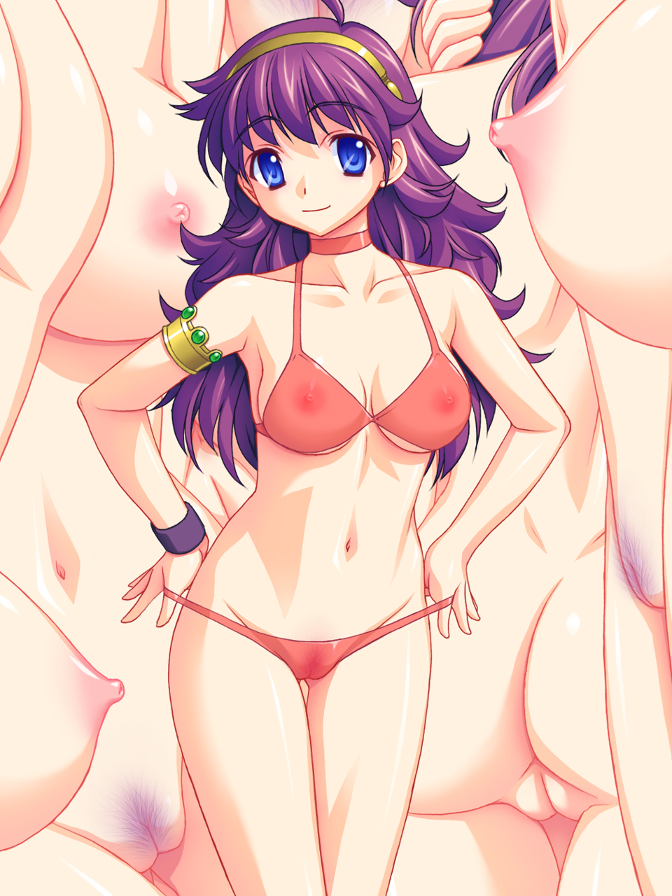 breasts highres miyama_amehiko miyama_kannon nude princess_athena purple_hair pussy see-through uncensored