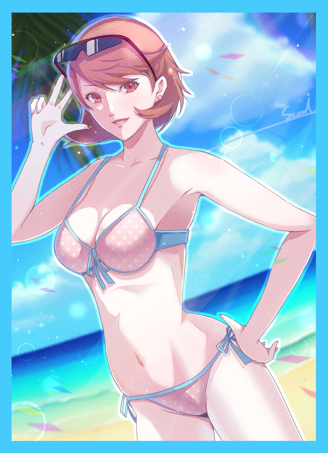 atlus, breasts, corner50777313, female, female only, persona, persona 3, short hair, solo, swimsuit, tagme, yukari takeba