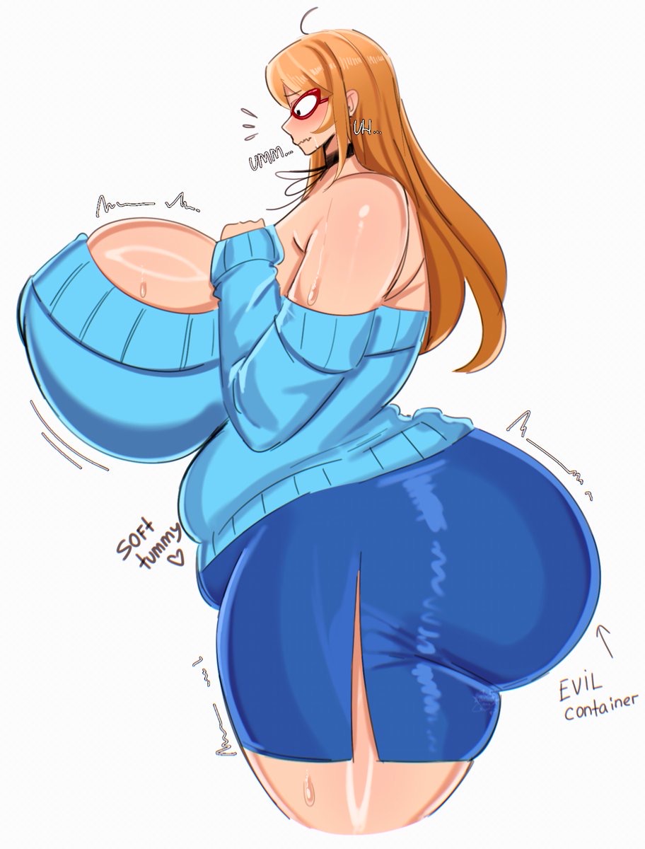 1girls, ass, batcubus, breasts, english text, evil container, female, female focus, female only, glasses, kindergarten (game), kindergarten 3, large ass, large breasts, light skin, light-skinned female, ms. lovelett, skirt, solo, text, thick thighs, thighs, venus body, wide hips