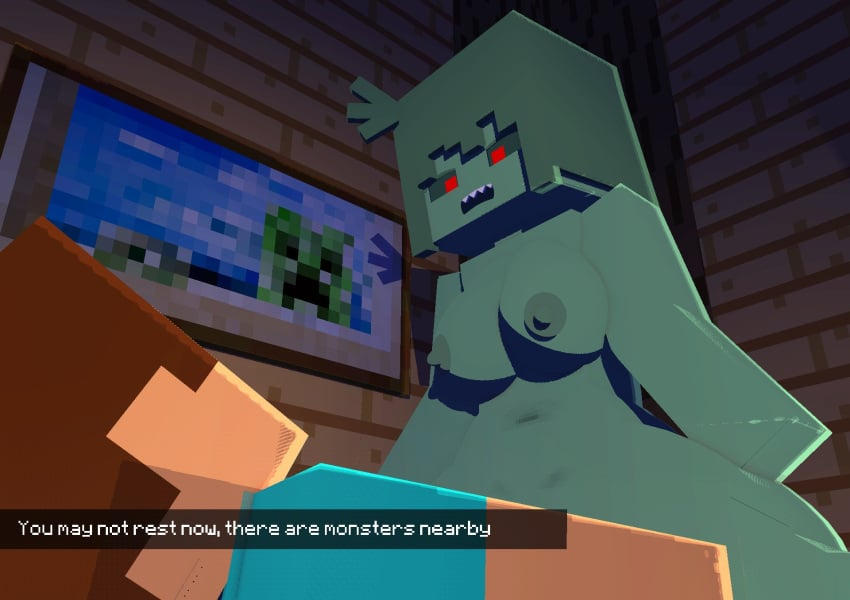 bed, big breasts, breasts, cum, cum in pussy, cum inside, green body, green hair, green skin, house, human, minecraft, minecraft background, minecraft block, minecraft mob, penetration, red eyes, sex, sleeping, steve (minecraft), straight, trying to leave, trying to resist, vagina, vaginal penetration, vaginal sex, video game, video game character, video games, window, zombie, zombie (minecraft), zombie girl