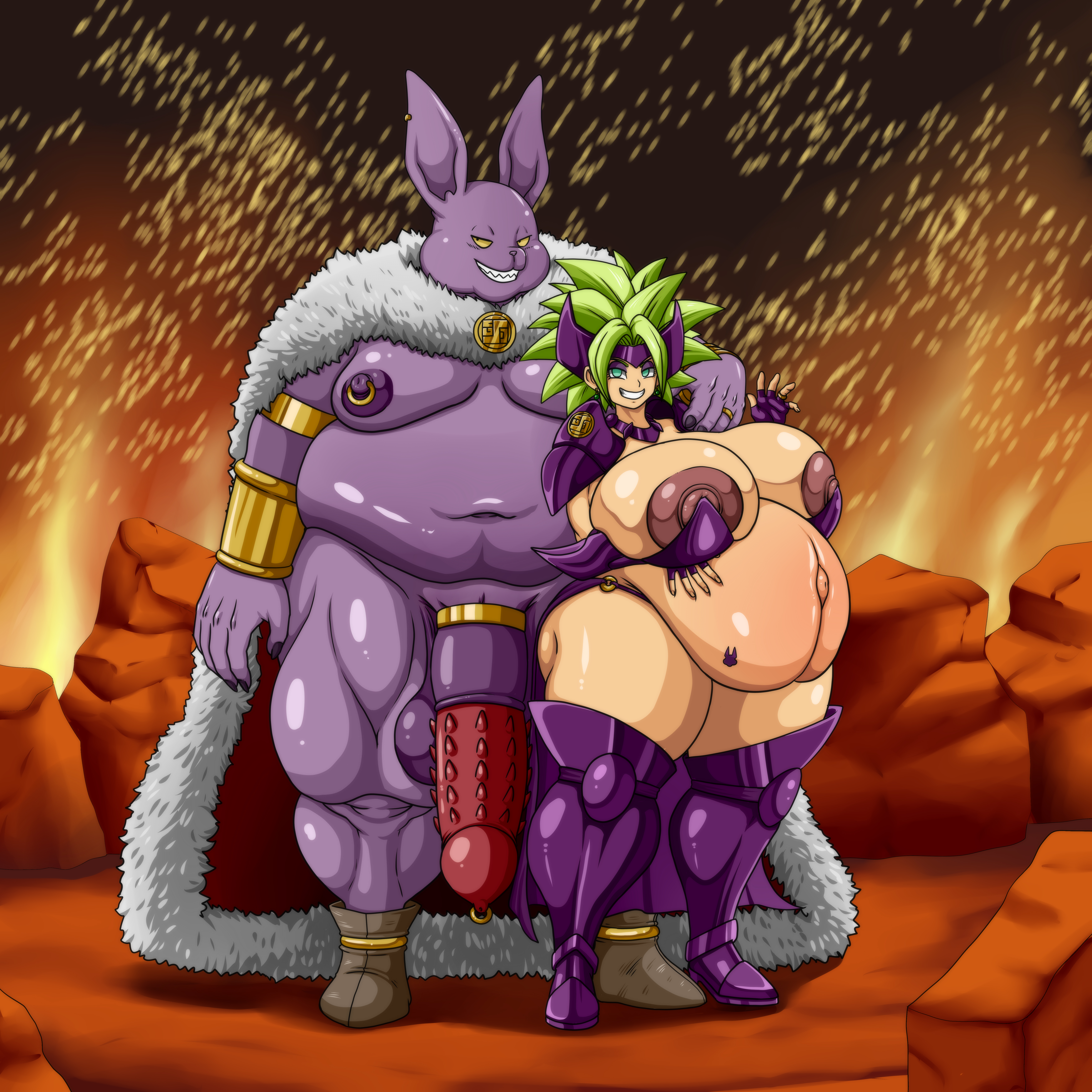 1boy, 1girls, age difference, alternate breast size, anthro, anthro male, balls, big ass, big balls, big breasts, big penis, bouncing breasts, breasts, caulifla, champa, champanized, cuck, cuckold, cum, cum in pussy, cum inside, dominant male, dragon ball, dragon ball super, fat male, female, female penetrated, female saiyan, femsub, french kiss, french kissing, furry, furry male, god of destruction, huge breasts, humanoid, impregnation, interspecies, kale, kefla, kefla (dragon ball), legendary super saiyan, male, male/female, maledom, married couple, married female, masturbating while watching, masturbation, netorare, ntr, penis, potara earrings, pregnant, pregnant belly, pregnant female, pussy, saiyan, saiyan female, size difference, small penis, smile, standing, super belly, super breasts, super saiyan, super saiyan 2, thighhighs, tongue, tongue kiss, tongue out, ugly bastard, ugly man, universe 6, vlaim, vlaimk, wedding ring