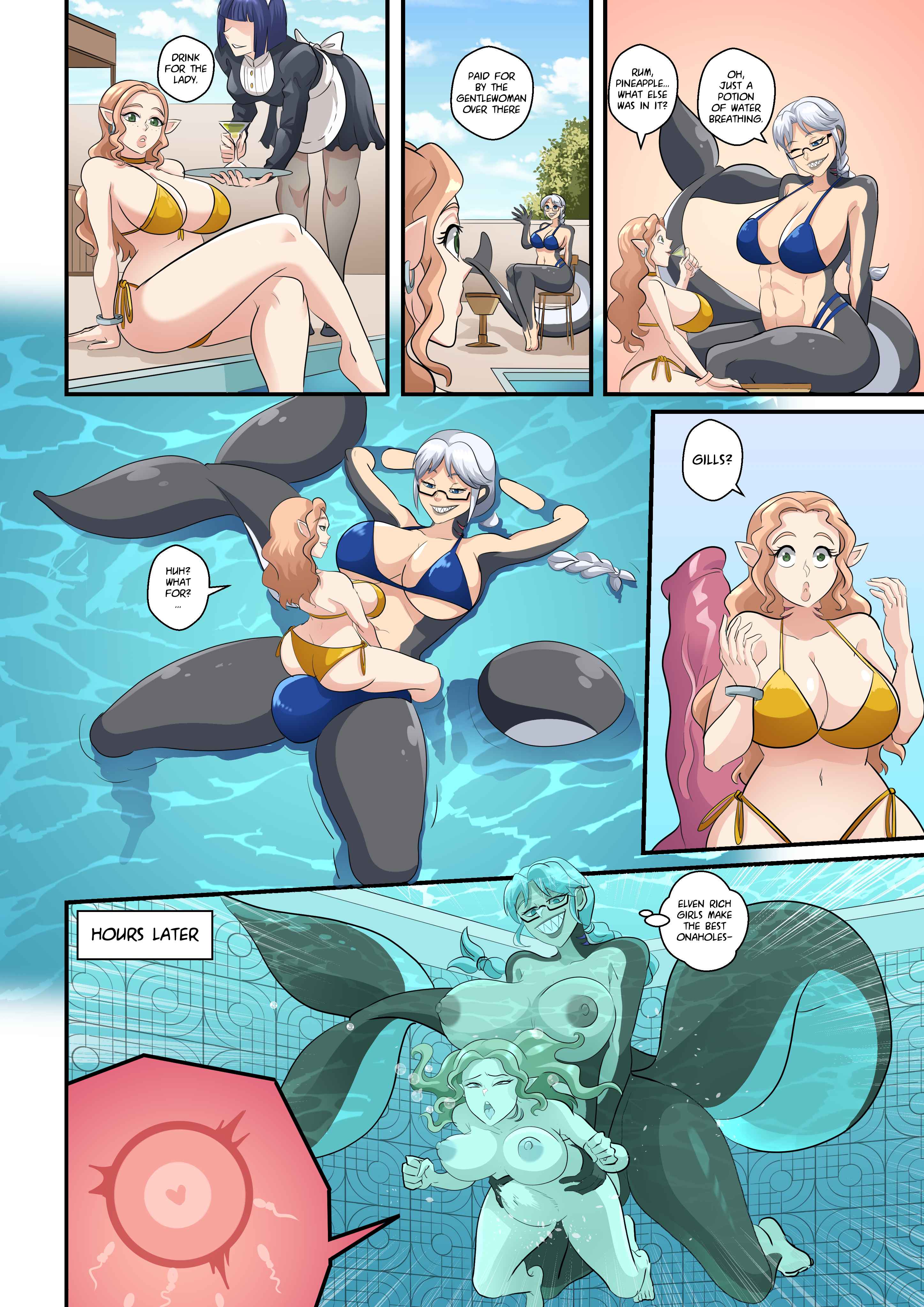 1futa, 2girls, abs, alyanna (diplomacyraptor), anonymous female, areolae, ass, athorment oc, before and after, big breasts, bikini, bikini bottom, bikini top, blonde hair, blue hair, braid, braided ponytail, breasts, breasts bigger than head, bulge, cum, diplomacyraptor, diplomacyraptor oc, dungeons and dragons, earring, elf, female, freckles, freckles on face, futa with female, futanari, gills, glasses, golden bikini, green hair, intersex, intersex/female, interspecies, long hair, maid, maid uniform, merfolk, naked, nipples, nude, omitv, ovum, pathfinder, pathfinder (oc), pointy ears, priscilla (athorment), questionable consent, sharp teeth, size difference, sperm, sperm meets ovum, stomach bulge, surprised, surprised expression, tagme, tail, transformation, underwater, underwater sex, white hair, wink