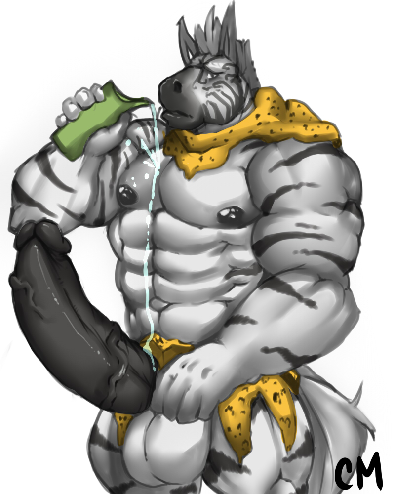 abs balls bent_penis biceps big_balls big_muscles bodybuilder drunklion equine huge_cock huge_muscles hyper hyper_penis male male_only muscles nipples pecs penis solo zebra