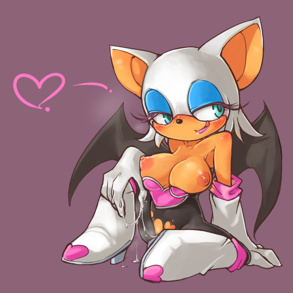 big_breasts breasts breasts_out female heart onlineworms pussy_juice rouge_the_bat sega solo sonic_(series)