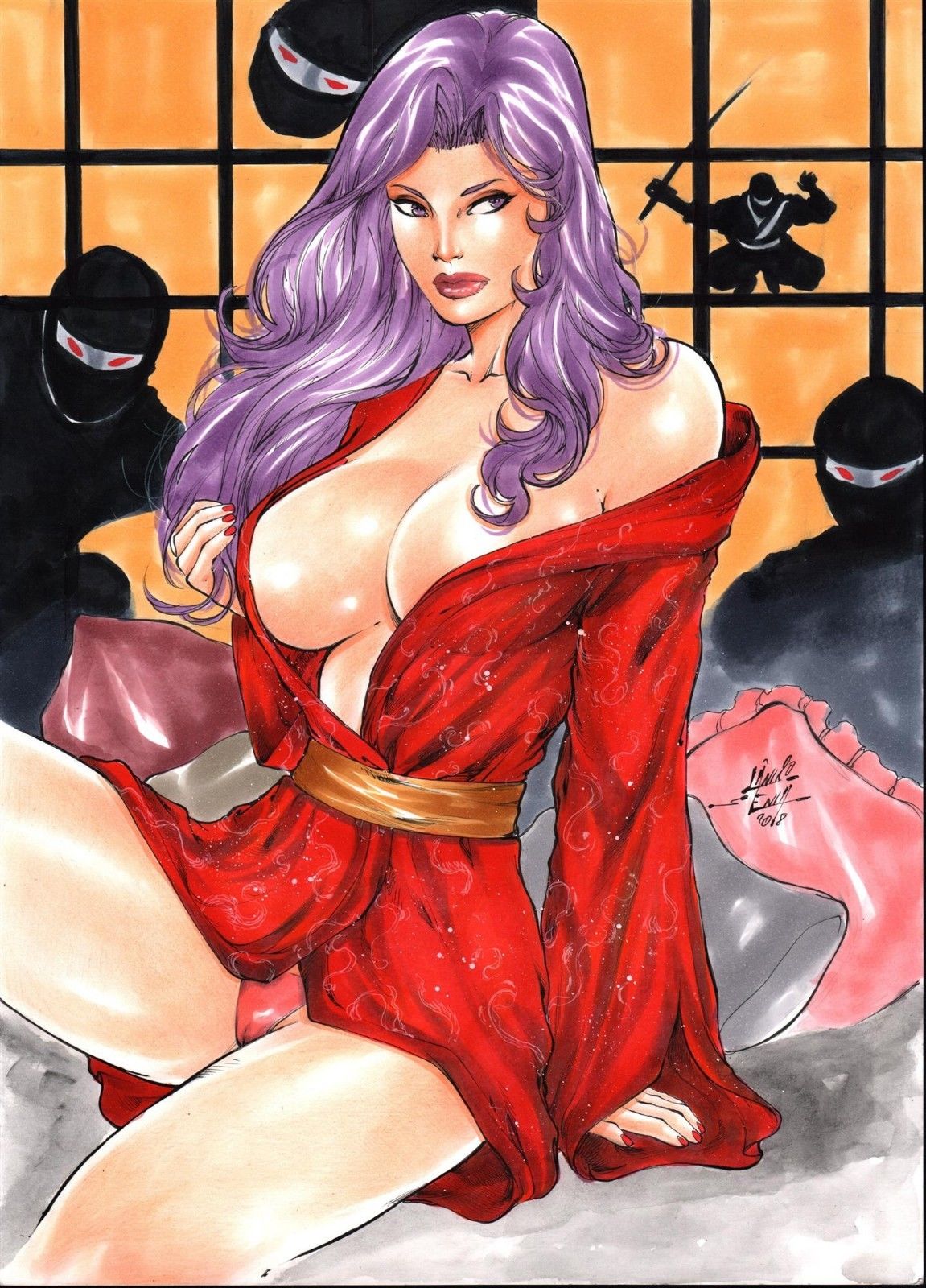 1girls 2018 betsy_braddock big_breasts breasts busty cameltoe cleavage curvaceous curvy cushion dated ed_benes_studio eyeshadow female female_only homo_superior kimono lanio_sena large_breasts long_hair makeup marvel marvel_comics mascara mutant nail_polish ninja panties pillow pillows pink_lips pink_lipstick pink_panties pink_thong pinup psylocke purple_eyes purple_hair red_kimono red_nail_polish red_nails robes sash signature sitting sliding_doors solo straight_hair superheroine telepath the_hand thighs thong voluptuous x-men yellow_sash