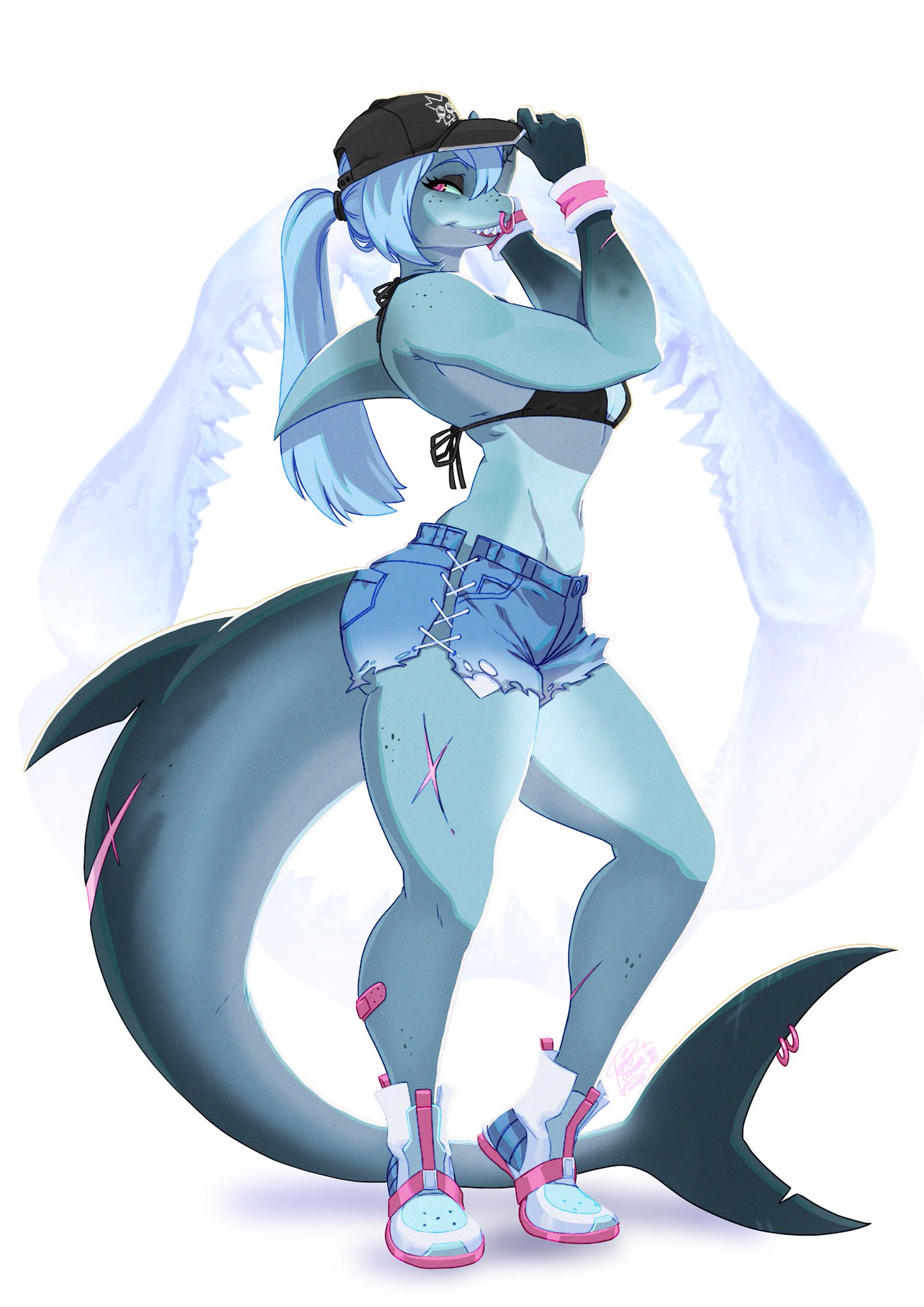 1girls, big ass, big breasts, big thighs, blue body, blue skin, blue-skinned female, breasts, curvaceous, curvy, curvy figure, digital media (artwork), female, hips, hourglass figure, huge ass, huge breasts, huge thighs, humanoid, jawlene (herny), large ass, large breasts, large thighs, legs, mature, mature female, sea creature, shark, shark girl, shark humanoid, shark tail, slim waist, thick, thick hips, thick legs, thick thighs, thighs, tovio rogers, voluptuous, waist, wide hips, wide thighs