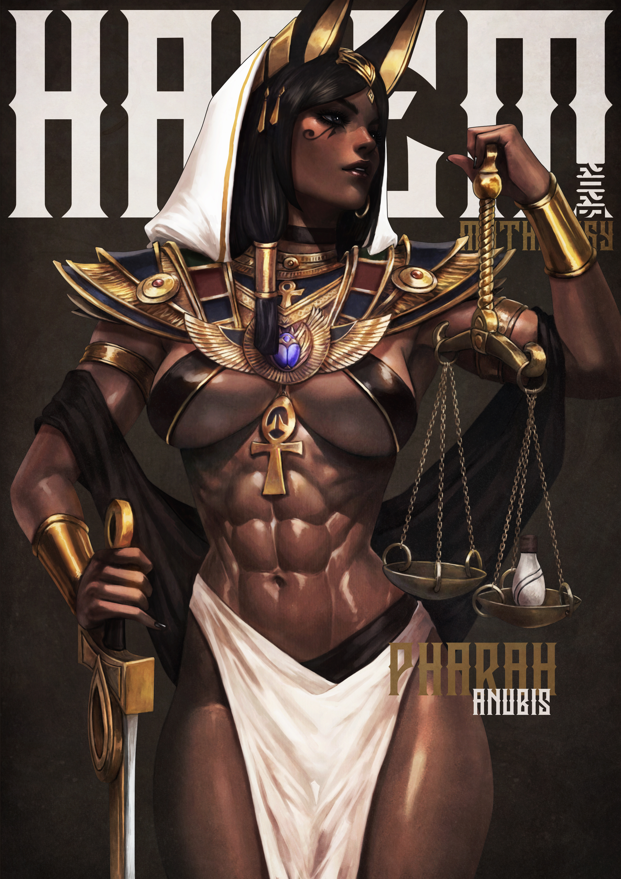 1girls, black hair, dark-skinned female, egyptian, egyptian female, female, monorirogue, muscular female, overwatch, pharah
