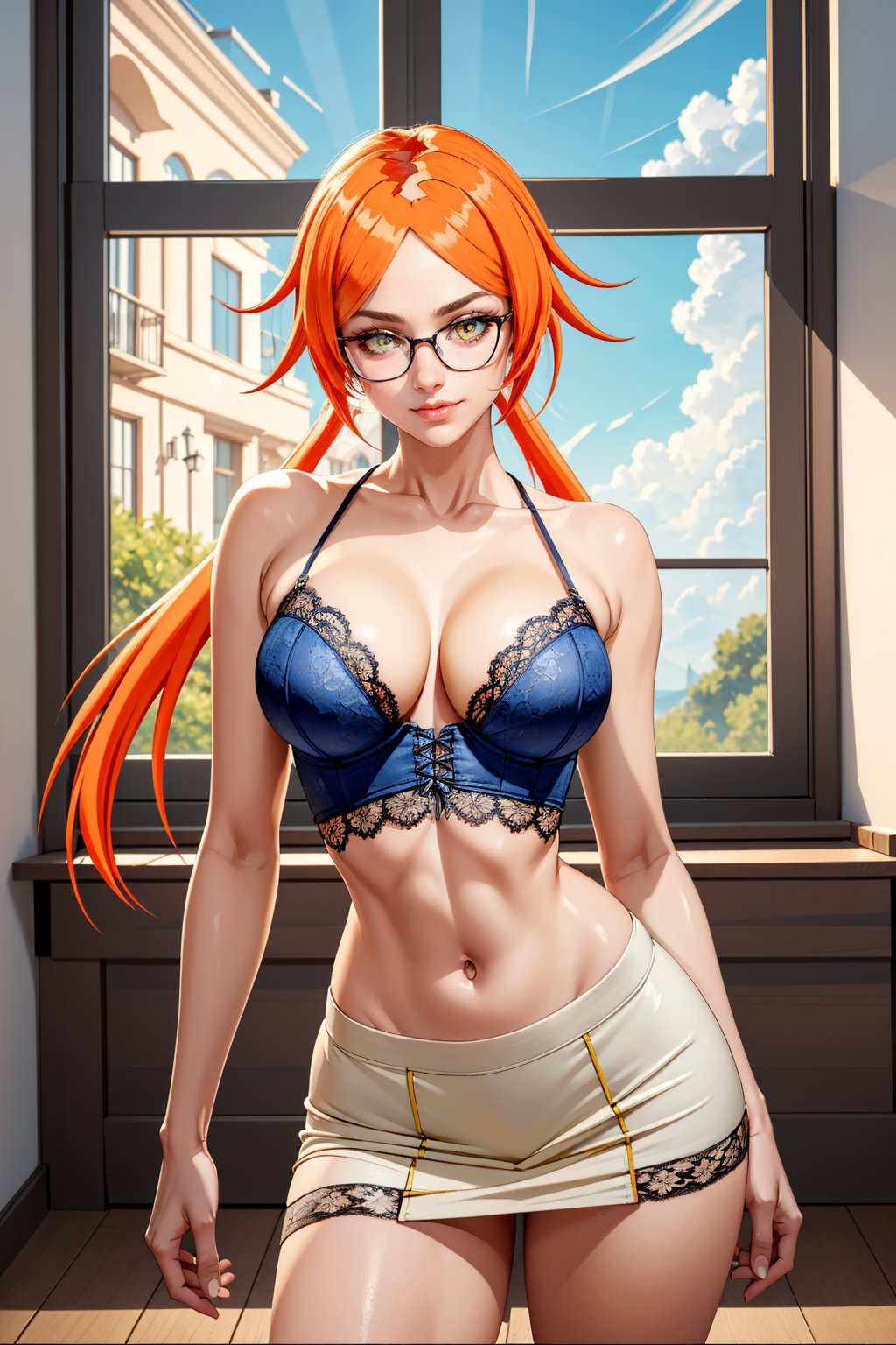 1girls ai_generated asian_female ass bangs_over_eyes big_breasts breasts choker eyelashes eyeshadow glasses goddess gold_eyes gold_jewelry hakaishinkalasharts hourglass_figure jewelry kalash light-skinned_female long_hair low_twintails messy naughty naughty_face naughty_smile night orange_hair pale-skinned_female red_hair seductive seductive_look straight_hair thick_ass thick_legs thick_lips thick_thighs thighs twintails yellow_eyes