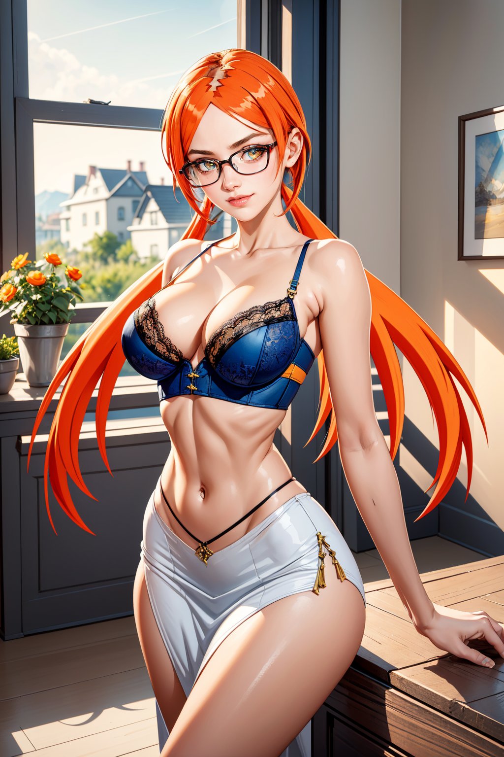 1girls ai_generated asian_female ass bangs_over_eyes big_breasts breasts choker eyelashes eyeshadow glasses goddess gold_eyes gold_jewelry hakaishinkalasharts hourglass_figure jewelry kalash light-skinned_female long_hair low_twintails messy naughty naughty_face naughty_smile night orange_hair pale-skinned_female red_hair seductive seductive_look straight_hair thick_ass thick_legs thick_lips thick_thighs thighs twintails yellow_eyes