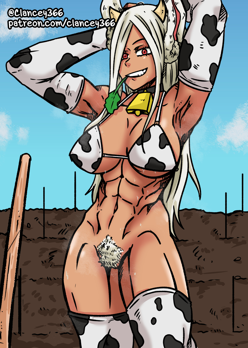 1girls abs armpits bell bell_collar bikini bikini_bottom_removed bikini_top bikini_top_only bunny_ears bunny_girl bush clancey366 collar cow_girl cow_print cow_print_bikini cow_print_stockings dark-skinned_female dark_skin female female_only hairy_pussy hands_behind_head hips leaf leaf_in_mouth long_hair milf miruko muscular muscular_female muscular_thighs my_hero_academia pubic_hair pussy red_eyes rumi_usagiyama showing_armpits sleeves smirk smirking solo solo_female solo_focus stockings sweat sweating thick_thighs thighs very_long_hair white_hair