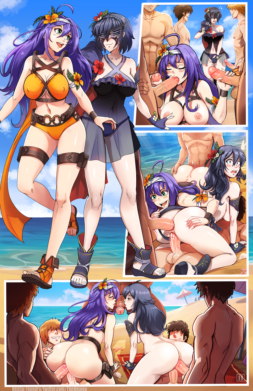 2024 2girls alternate_costume alternate_hairstyle anal ass ass_grab beach bikini bikini_aside bisexual bisexual_(female) blood blue_bikini blue_eyes blue_hair blue_swimsuit breasts closed_eyes double_penetration fellatio female female_focus fingering fingering_self fire_emblem fire_emblem:_path_of_radiance fire_emblem:_radiant_dawn fire_emblem_awakening fire_emblem_heroes flower gangbang green_eyes group_sex hair_between_eyes hair_flower hair_ornament highres hmage large_ass large_breasts light-skinned_female light_skin long_hair lucina_(fire_emblem) lucina_(summer)_(fire_emblem) male marth_(fire_emblem_awakening) mask masturbation mia_(fire_emblem) mia_(summer)_(fire_emblem) multiple_boys multiple_girls nintendo nude nude_female ocean official_alternate_costume official_alternate_hairstyle orange_bikini orange_swimsuit outdoors penis purple_hair pussy sandals see-through sex swimsuit uncensored vaginal_penetration veiny_penis watermark wedge_heels