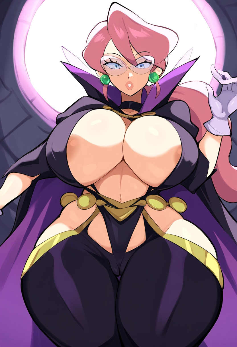 ai_generated alternate_costume areola cameltoe curvy fantasy female glasses huge_breasts large_breasts lorelei_(pokemon) mullon novelai pokemon pokemon_hgss red_hair revealing_clothes