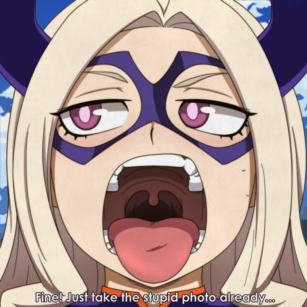 1girls bee-blues boku_no_hero_academia fake_screenshot looking_away mawshot mount_lady mouth_fetish mouth_shot my_hero_academia open_mouth presenting_mouth solo throat tongue tongue_out uvula