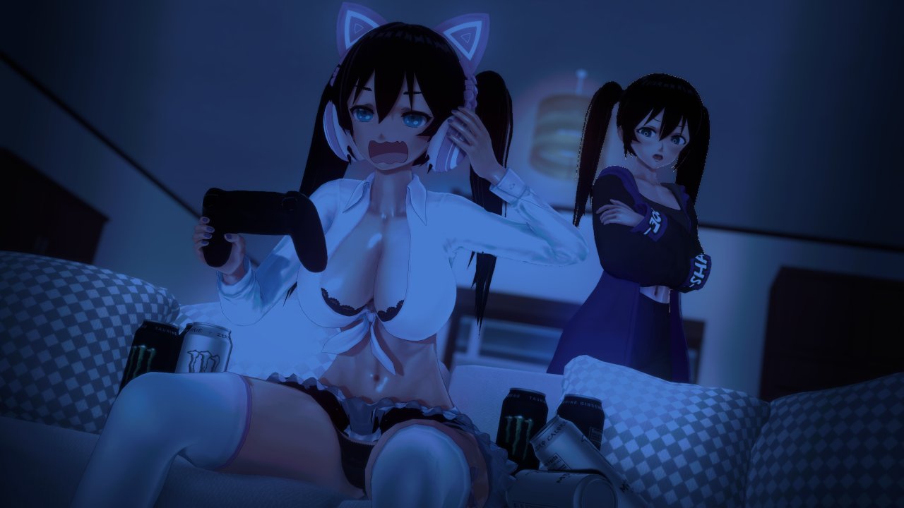 1boy 1girls 3d 3d_(artwork) 3d_model big_breasts black_hair blue_eyes blush bra breasts egirl indoors latam_virtual_youtuber long_hair night open_legs panties shai_zoe shaizoe_ shaizoe_(character) shaizoe_(female) tagme thighs twintails underwear upskirt virtual_youtuber vtuber