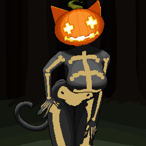 costume fortnite fortnite:_battle_royale gold halloween latex pumpkin pumpkin_cat_(fortnite) pumpkin_head skeleton tail thick_thighs