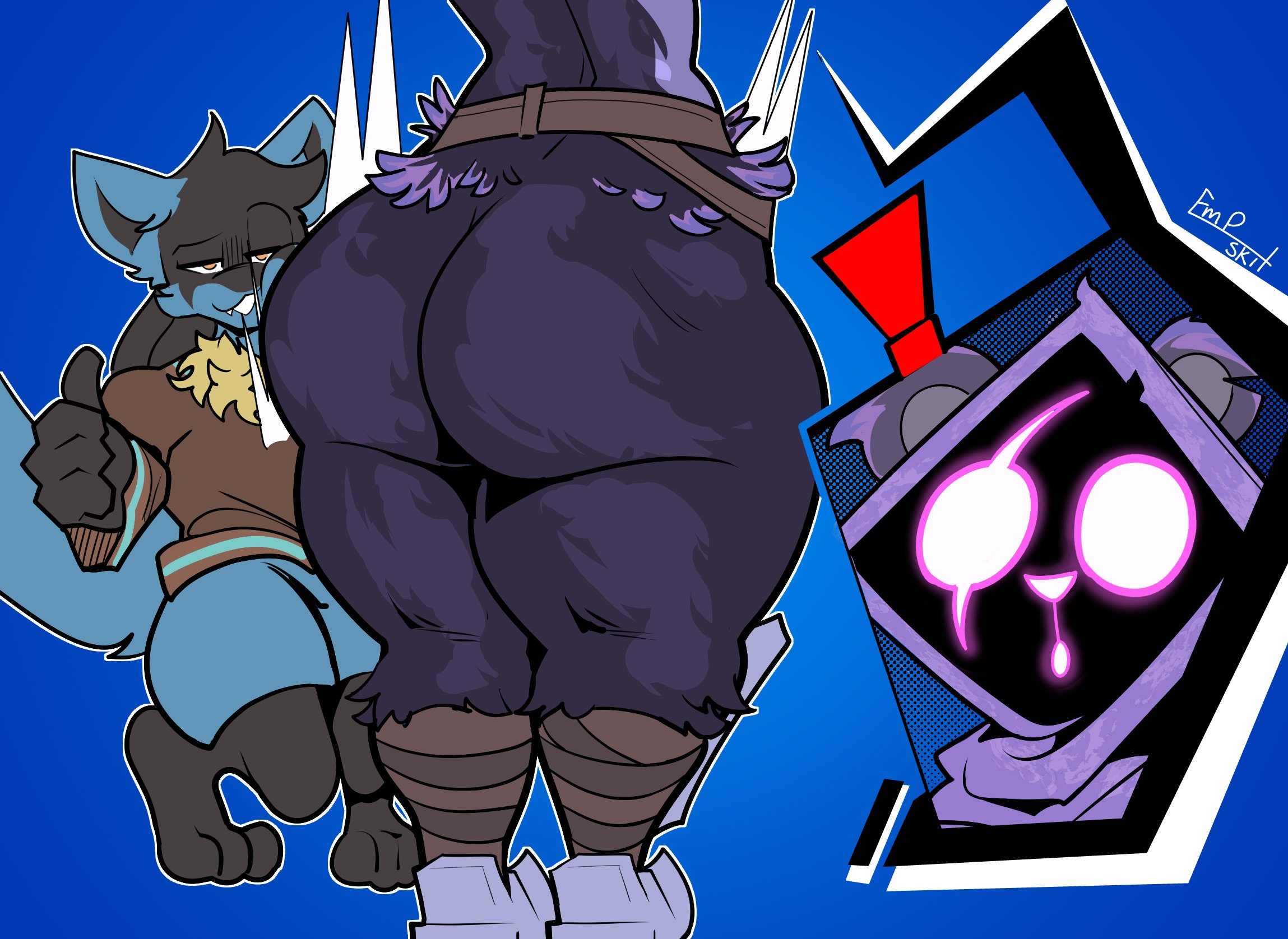 ass, big ass, bubble ass, bubble butt, emp skit, female, fortnite, furry, huge ass, lucario, pokemon, pokemon (species), raven team leader, raven team leader (fortnite), simple background, tagme, thick thighs, wide hips