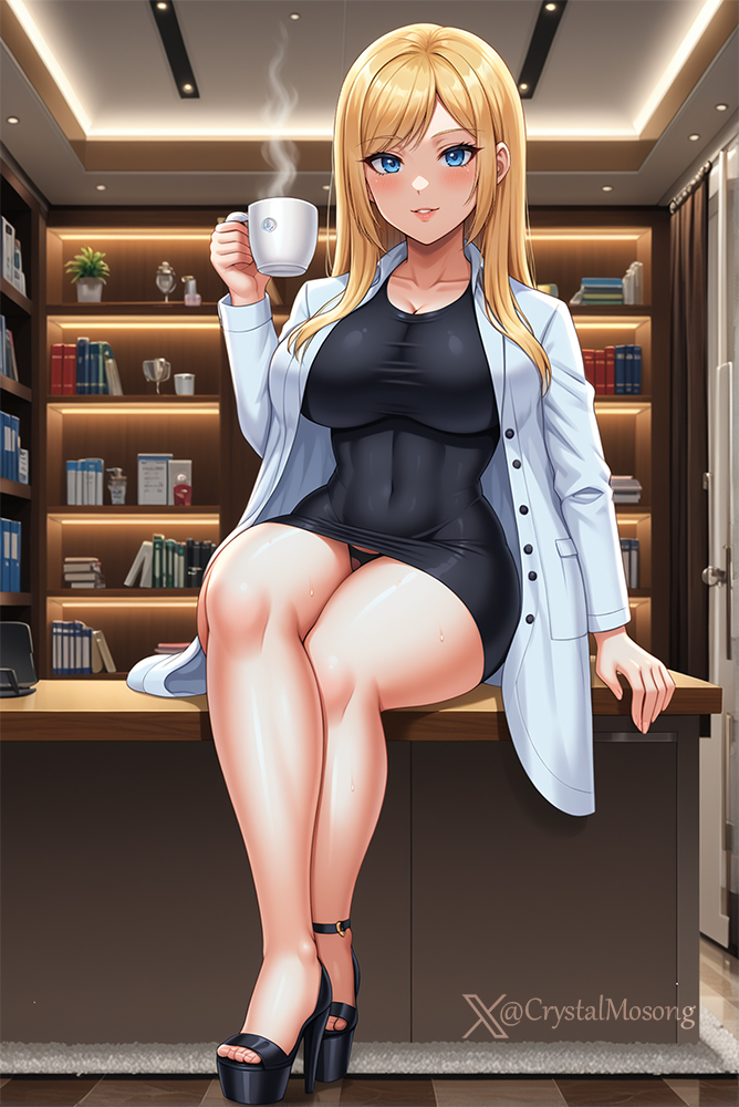 1girls 2d ai_generated big_breasts blonde_hair blue_eyes breasts crossing_legs crystal_(crystal_m) crystal_m curvy curvy_female dress female heels huge_breasts looking_at_viewer original shiny_skin smile smiling_at_viewer solo_female solo_focus thick_thighs thighs thong tight_clothing voluptuous voluptuous_female