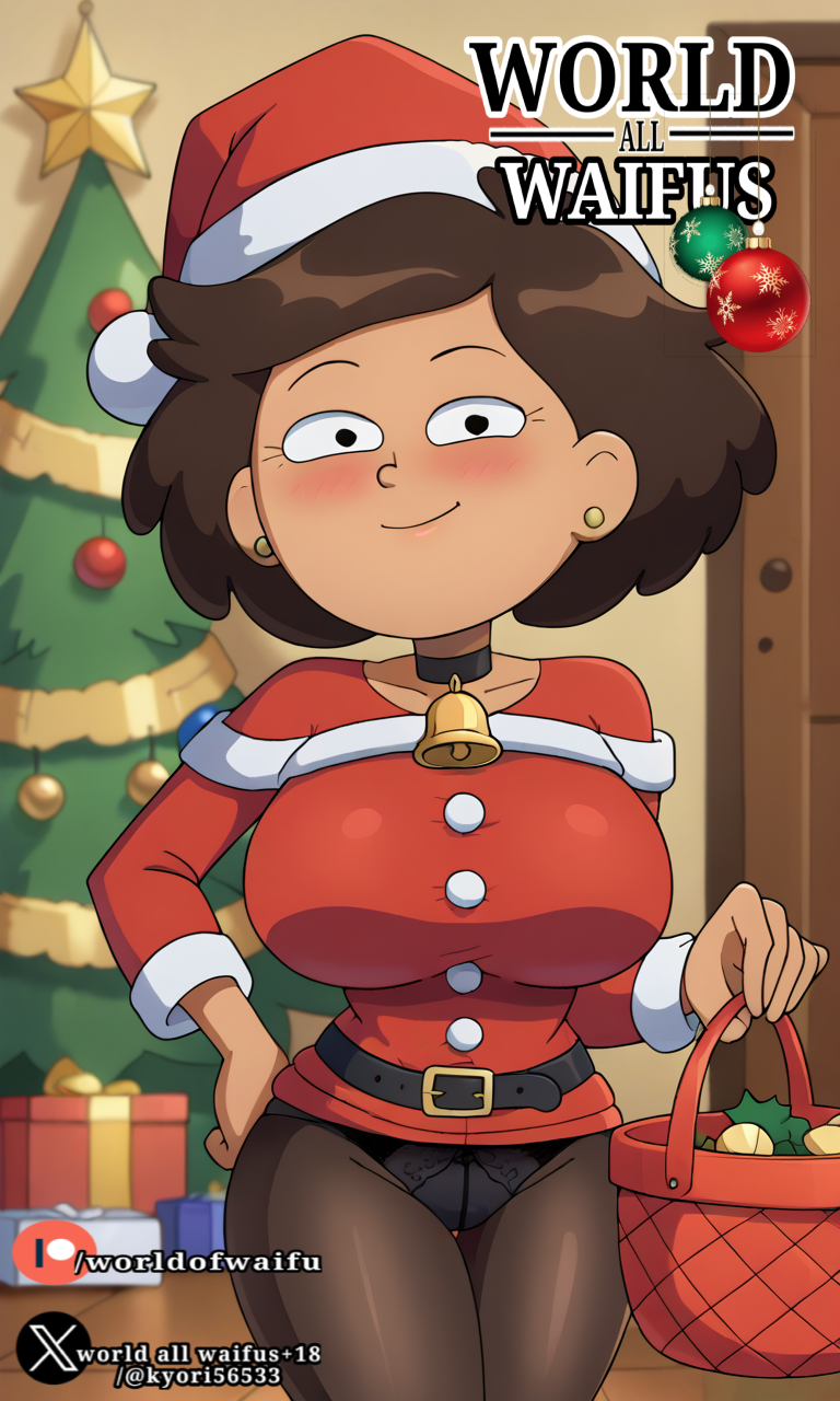 ai_generated amphibia amphibian boonchuy mrs._boonchuy oum_boonchuy santa_bikini santa_claus santa_claus_(cosplay) santa_costume santa_hat santa_suit world_all_waifu