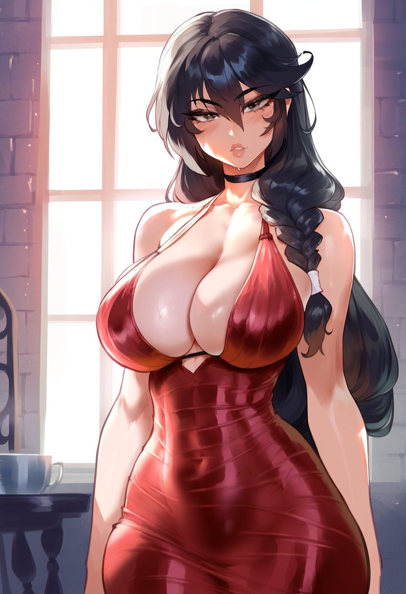 1girls ai_generated bare_arms bare_shoulders big_breasts black_eyes black_hair clothed clothing color dress female female_focus female_only hi_res large_breasts ldoe_art light-skinned_female light_skin long_hair looking_at_viewer solo solo_female tagme tales_of_(series) tales_of_berseria thick_thighs velvet_crowe