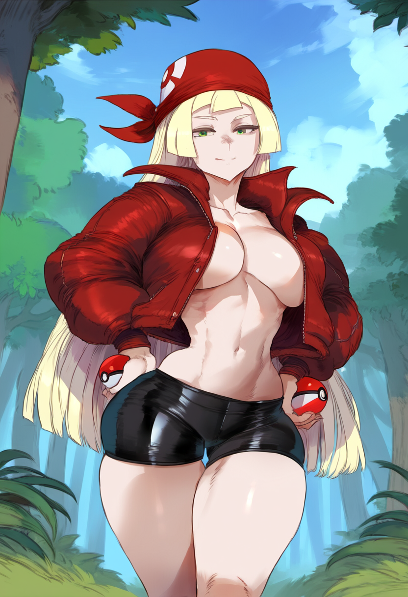 1girls ai_generated aksn bare_legs bare_thighs big_breasts blonde_hair blue_eyes color female female_focus female_only game_freak hi_res large_breasts light-skinned_female light_skin lillie_(pokemon) long_hair looking_at_viewer may_(pokemon)_(cosplay) nintendo no_bra pokemon pokemon_sm pokemon_trainer solo solo_female thick_thighs