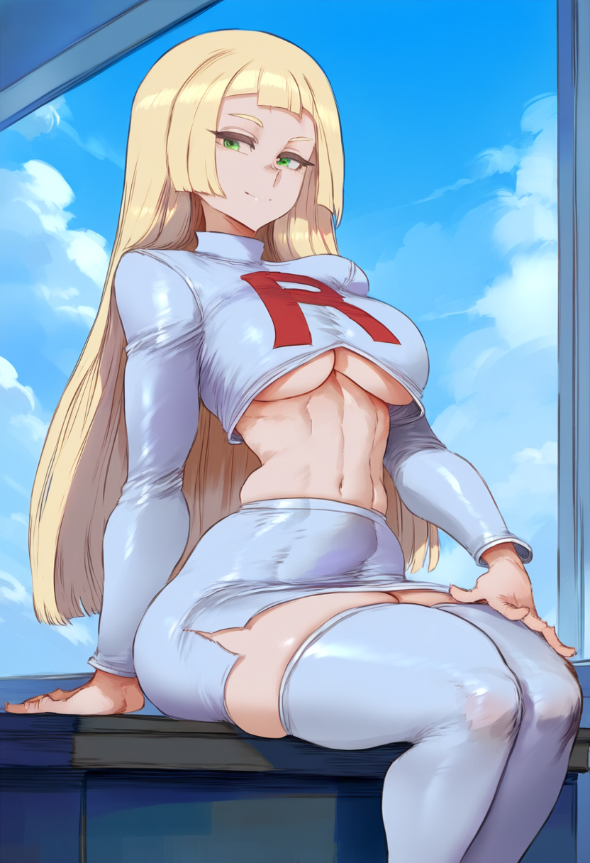 1girls ai_generated aksn bare_legs bare_thighs big_breasts blonde_hair blue_eyes color female female_focus female_only game_freak hi_res large_breasts light-skinned_female light_skin lillie_(pokemon) long_hair looking_at_viewer nintendo pokemon pokemon_sm pokemon_trainer solo solo_female team_rocket thick_thighs