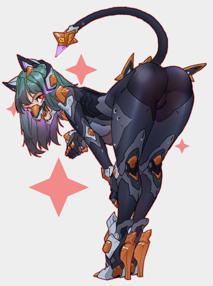 armor, bending over, bent over, female, female only, from a youtube video, fully clothed, high heels, latex, latex suit, peirong huang, pussy, pussy lips, space, tight clothing