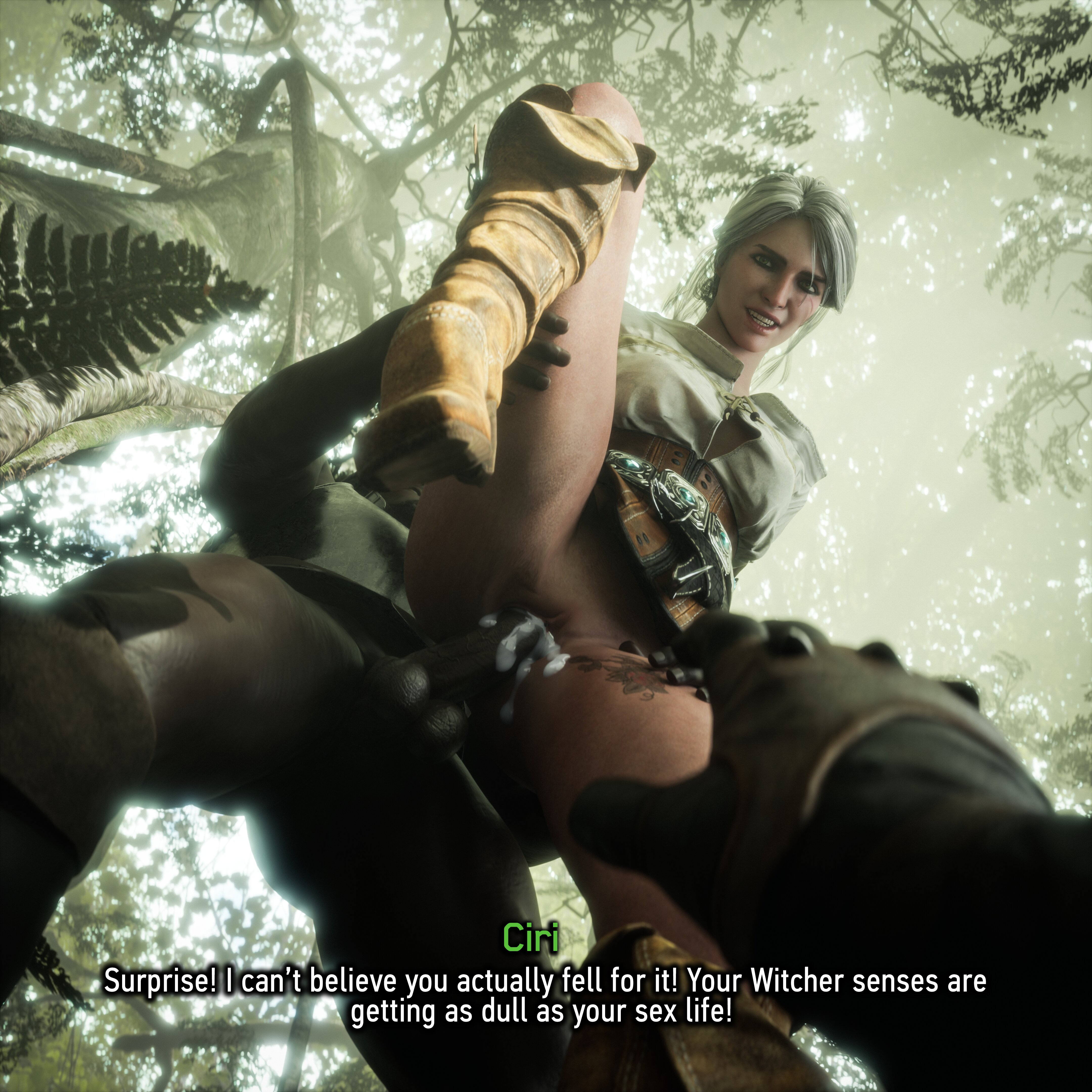 1girls, 2boys, 3d, cd projekt red, ciri, comic, currysfm, dark skin, dark-skinned male, female, geralt of rivia, interracial, small penis, small penis humiliation, stepfather and stepdaughter, the witcher (series), the witcher 3: wild hunt
