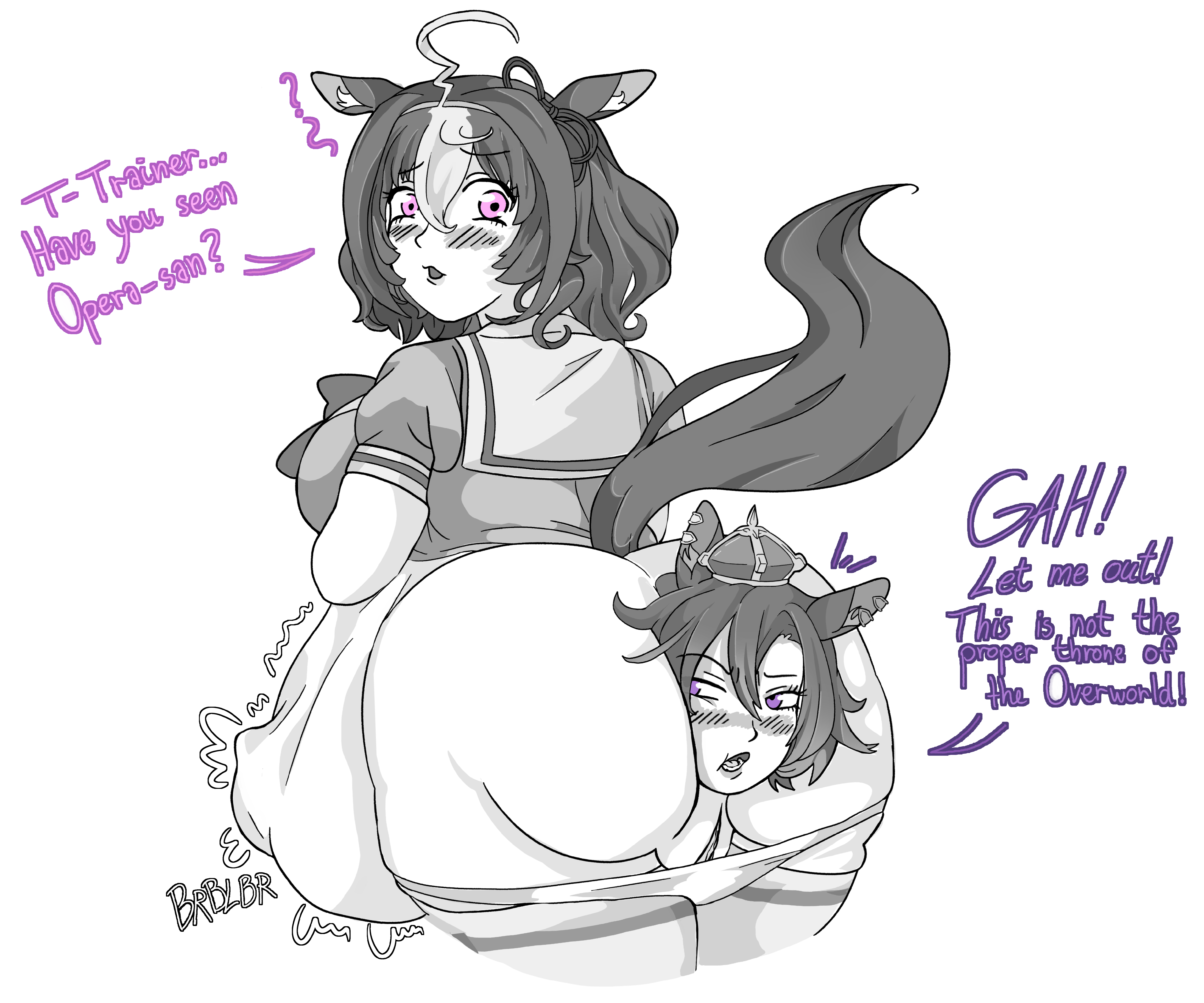 anal vore, digestion, digestion noises, meisho doto (umamusume), same size vore, soft vore, struggling, struggling prey, t.m. opera o (umamusume), umamusume, unwilling, unwilling prey, unwilling vore, vore, vore belly