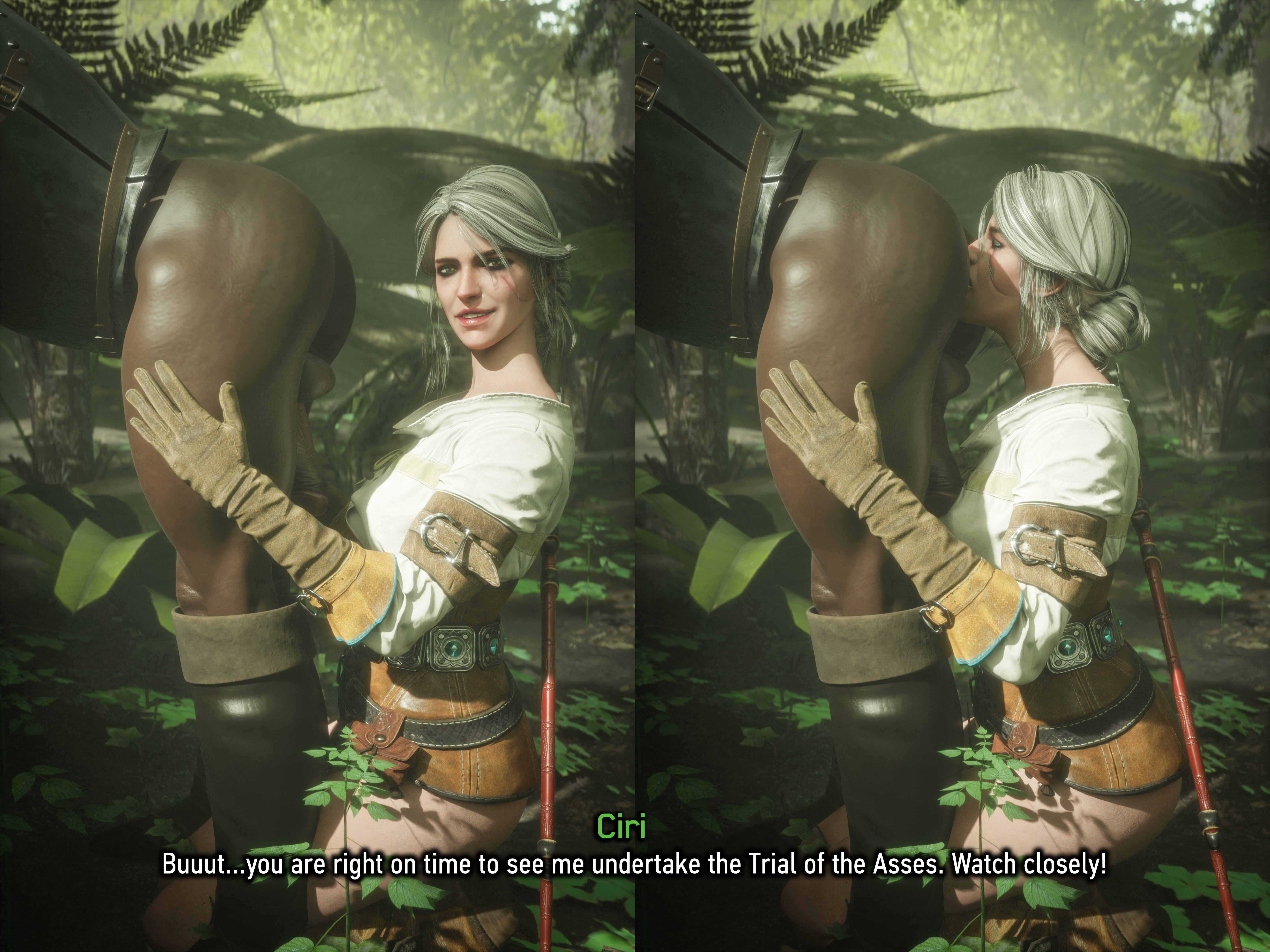 1girls, 2boys, 3d, anilingus, anilingus from female, anus lick, ass lick, brown gloves, cd projekt red, ciri, comic, currysfm, dark skin, dark-skinned male, female, geralt of rivia, gloves, imminent rimjob, imminent rimming, interracial, licking anus, rimjob, rimjob imminent, rimming, small penis, small penis humiliation, stepfather and stepdaughter, the witcher (series), the witcher 3: wild hunt