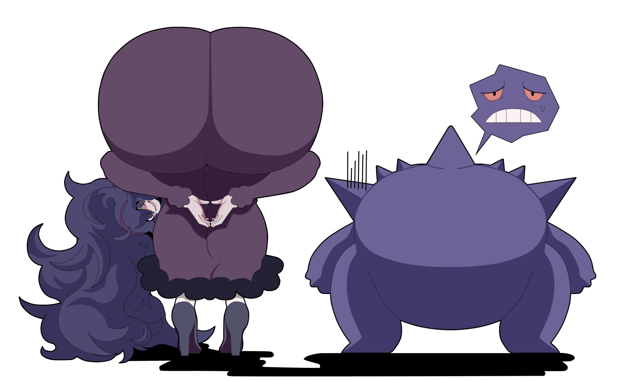ass heart, bent over, big ass, casualdemo, dumptruck ass, fat ass, gengar, gothic taco, hex maniac, hyper ass, hyper butt, pokemon, praise da booty (meme)