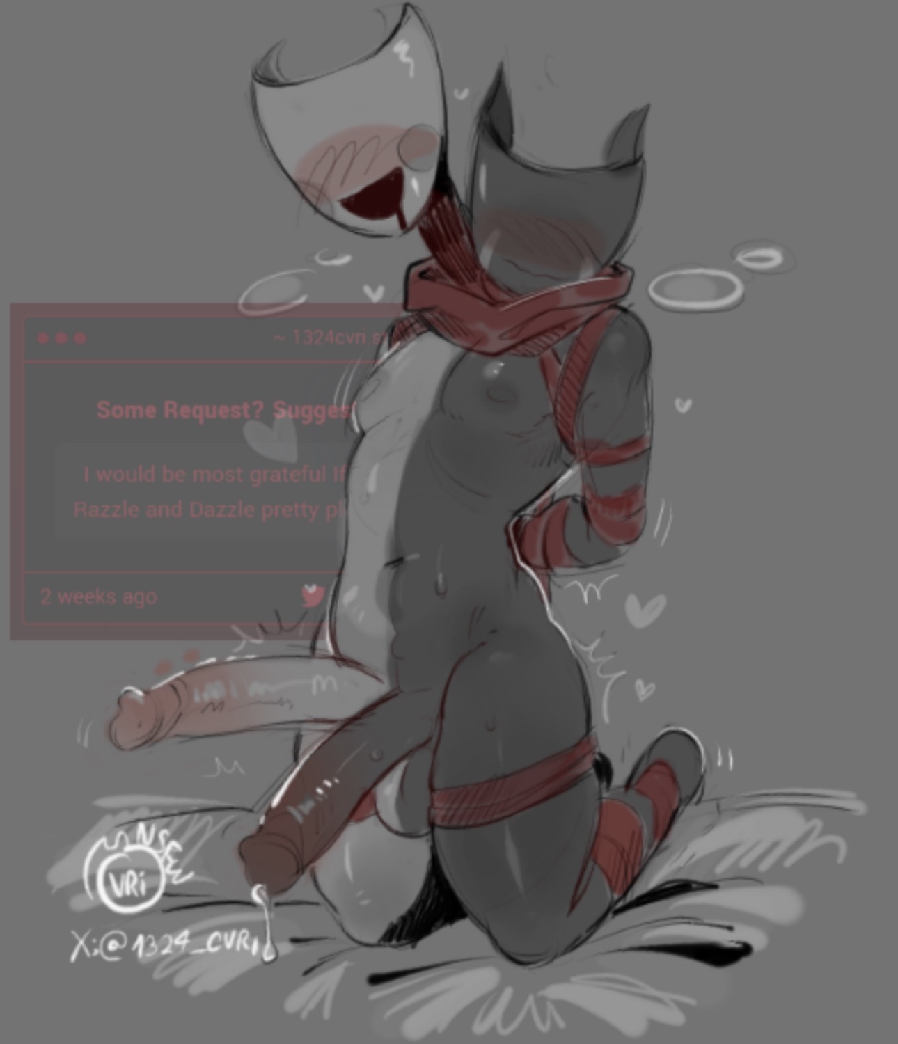 1324 cvri, anthro, dandy's world, dandys world, dazzle (dandy's world), drawpile, for a head, male only, razzle (dandy's world), razzle and dazzle (dandy's world), request, ribbon, ribbon bondage, ribbons, ribbons (anatomy), roblox, self bondage, siamese twins, two cocks, two headed, two penises, two-tone body