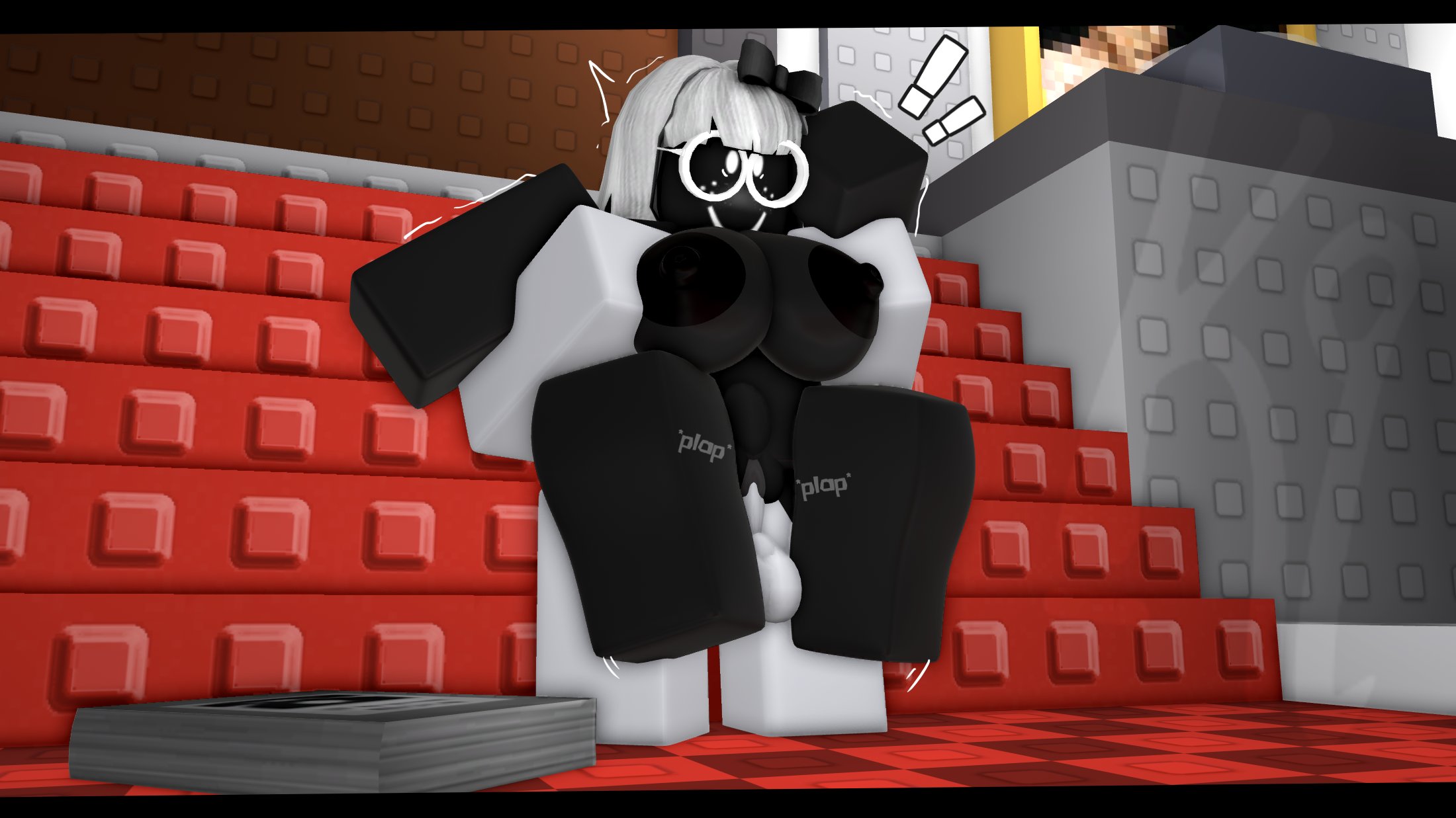 !!, 1boy, 1girls, 3d, areolae, balls, betty (the battle bricks), blush, breasts, female, glass battler (the battle bricks), kuiperrr34, motion lines, nipples, nude, onomatopoeia, penis, plap, pussy, reverse stand and carry position, roblox, roblox game, robloxian, standing, standing sex, stomach bulge, tagme, the battle bricks, thighs, tumore, vaginal penetration