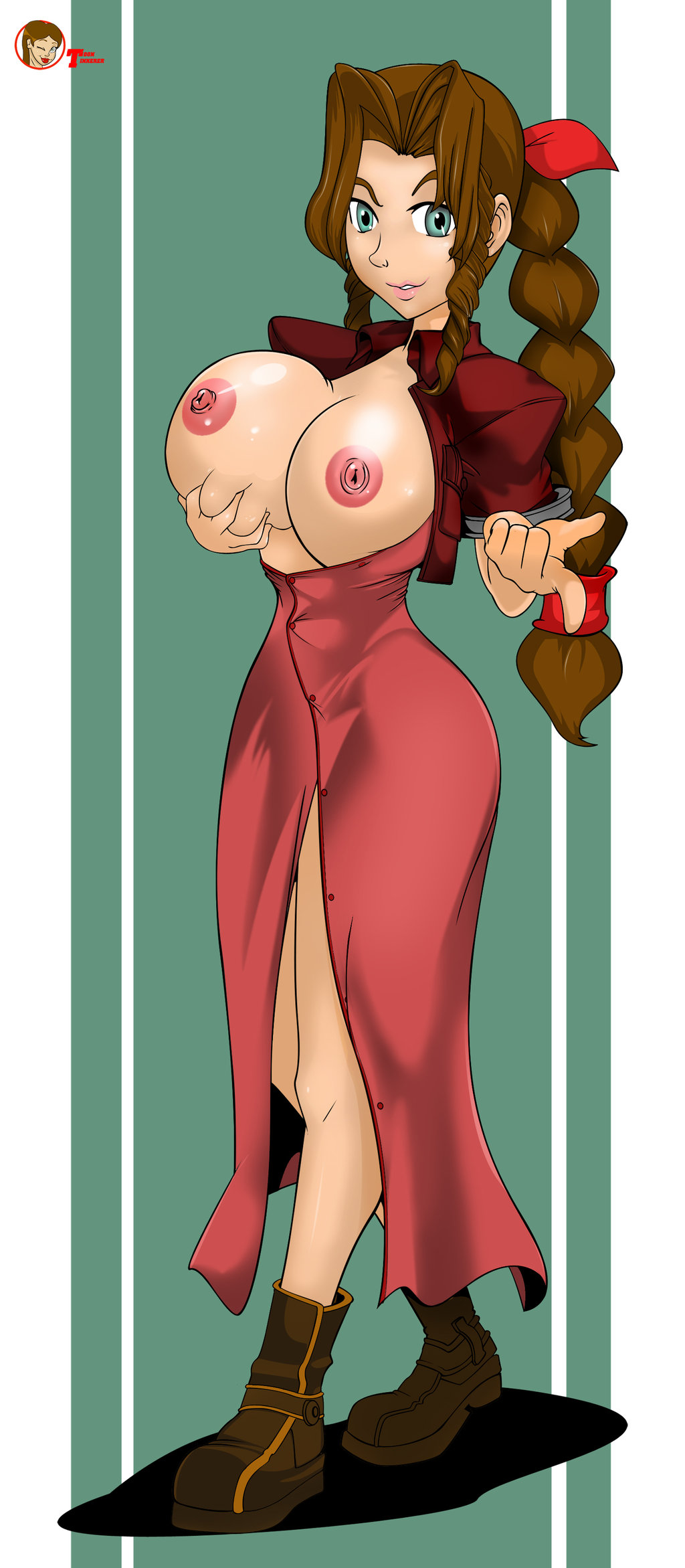 aerith_gainsborough alternate_breast_size big_breasts breasts female female_only final_fantasy final_fantasy_vii human nipples pointy_chin smooth_skin solo toontinkerer