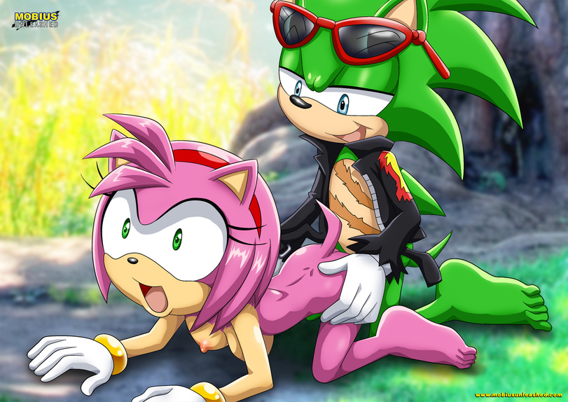 1boy 1girls amy_rose clothing doggy_style dubious_consent furry glasses large_breasts male male_villain mobius_unleashed palcomix scourge_the_hedgehog sega shocked shocked_expression sonic_(series)