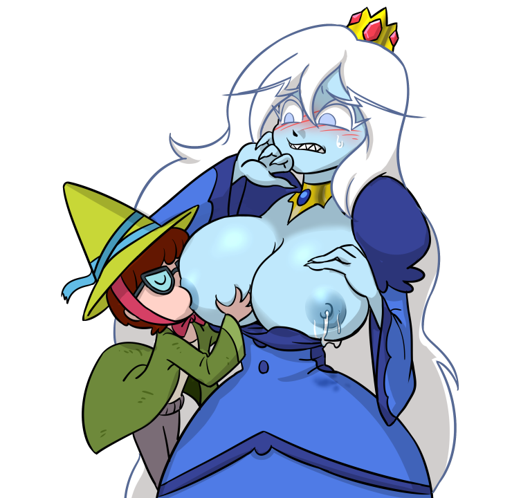 1girls adventure_time betty_grof blue_skin breast_expansion breast_milk breast_sucking breastfeeding cartoon_network centinel303 huge_breasts ice_queen_(adventure_time) lactation nipples rule_63 white_hair