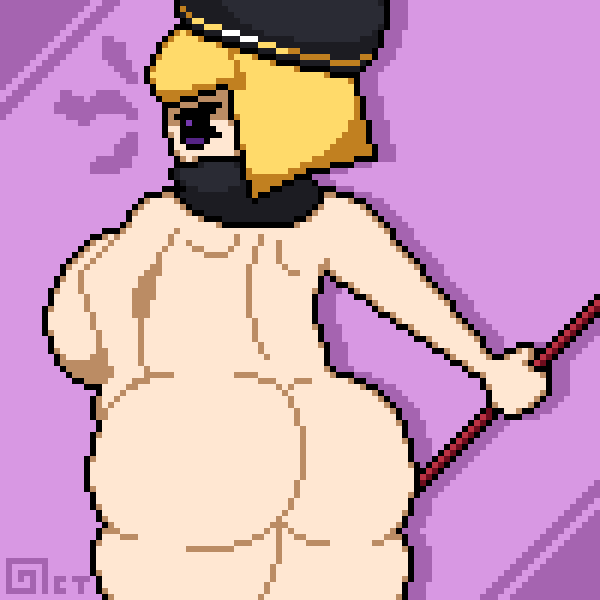 1girls angry ass ass_focus back_view backboob blonde_hair female_only hat huge_ass huge_breasts kirby_(series) naked nintendo nude octotron2000 pixel_art short_hair sideboob solo solo_female spear thick_thighs wide_hips zan_partizanne