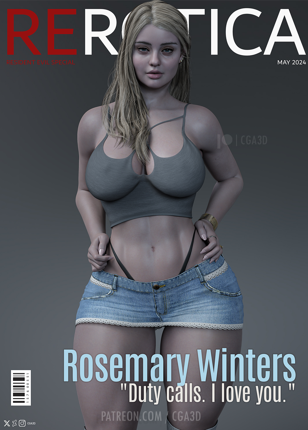 1girls, 3d, ass, big ass, big breasts, bottom heavy, breasts, bust, busty, capcom, cga3d, chest, curvaceous, curvy, curvy figure, erotichris, female, female focus, hips, hourglass figure, huge ass, huge breasts, human, large ass, large breasts, legs, light skin, light-skinned female, long fingernails, magazine, magazine cover, resident evil, resident evil 8: village, rosemary winters, slim waist, thick, thick hips, thick legs, thick thighs, thighs, thong, top heavy, voluptuous, voluptuous female, waist, wide hips