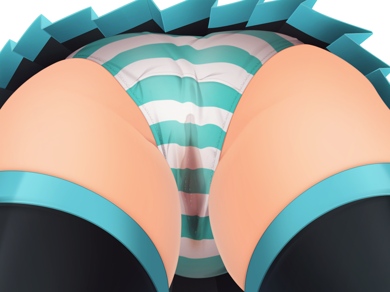 1girls ass cameltoe clothed clothing color colored female female_focus hatsune_miku labia panties panty_focus pussy samuneturi skirt striped striped_panties thighhighs upskirt vagina vocaloid voyeur wet wet_panties white_background zettai_ryouiki zettai_ryouiki(skirt)